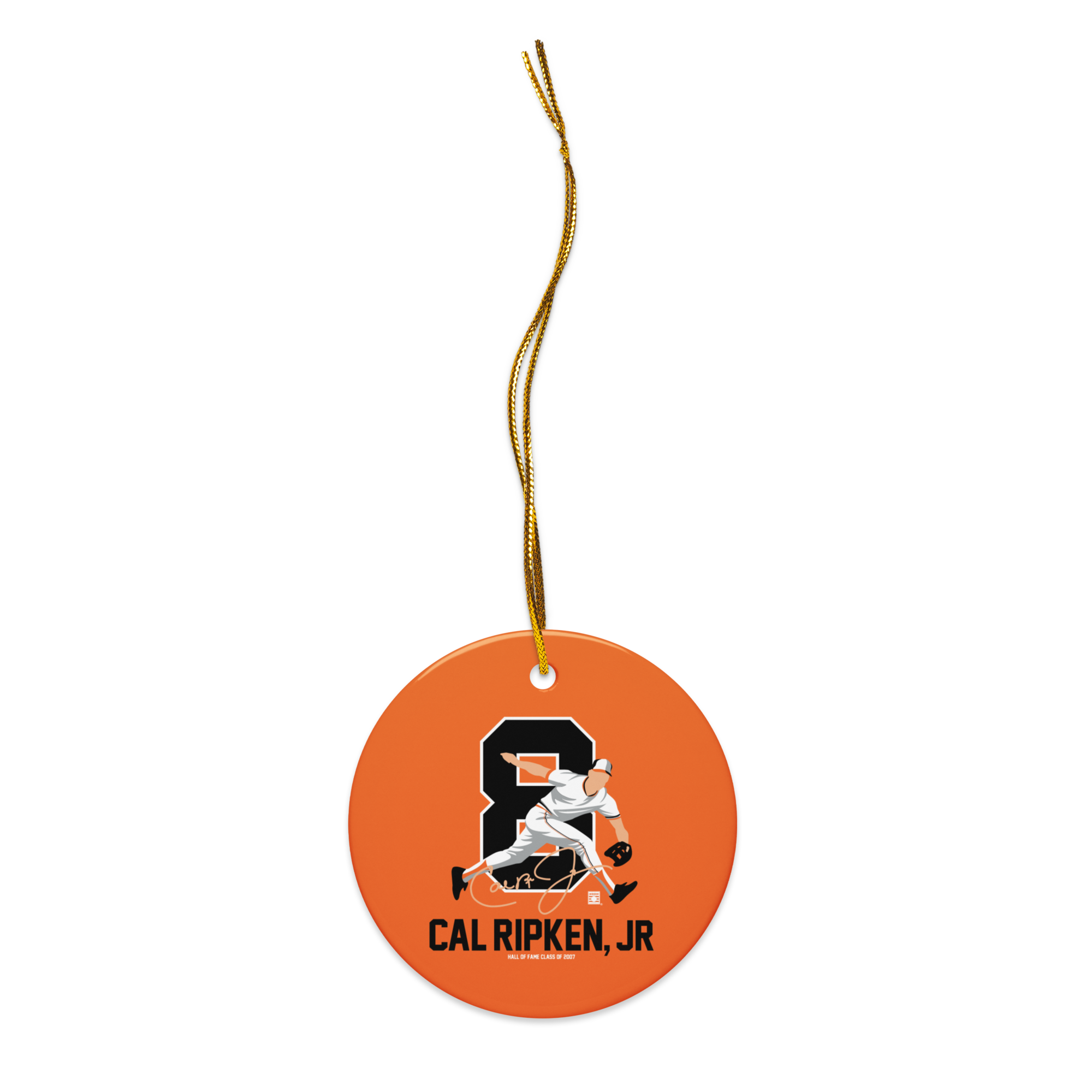 Baseball Hall of Fame Members - Cal Ripken Jr - Silhouette - Ceramic 2-Sided Ornament