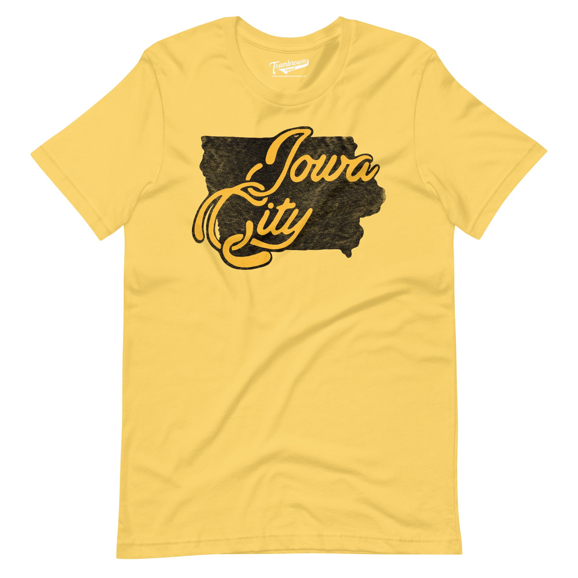 Unisex Iowa City, iA T-Shirt | Yellow | Teambrown Yellow / Adult 3X / T-Shirt, image size:2000x2000