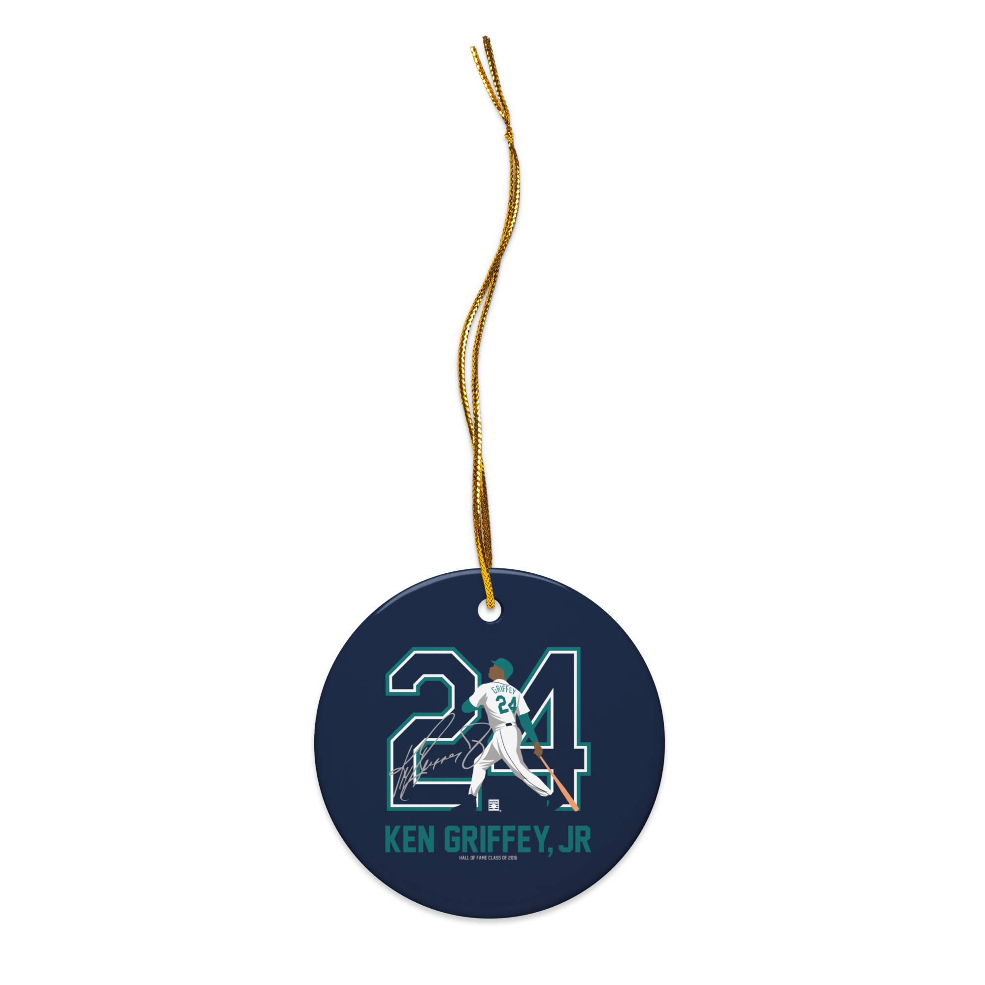 Baseball Hall of Fame Members - Ken Griffey Jr - Silhouette - Ceramic 2-Sided Ornament