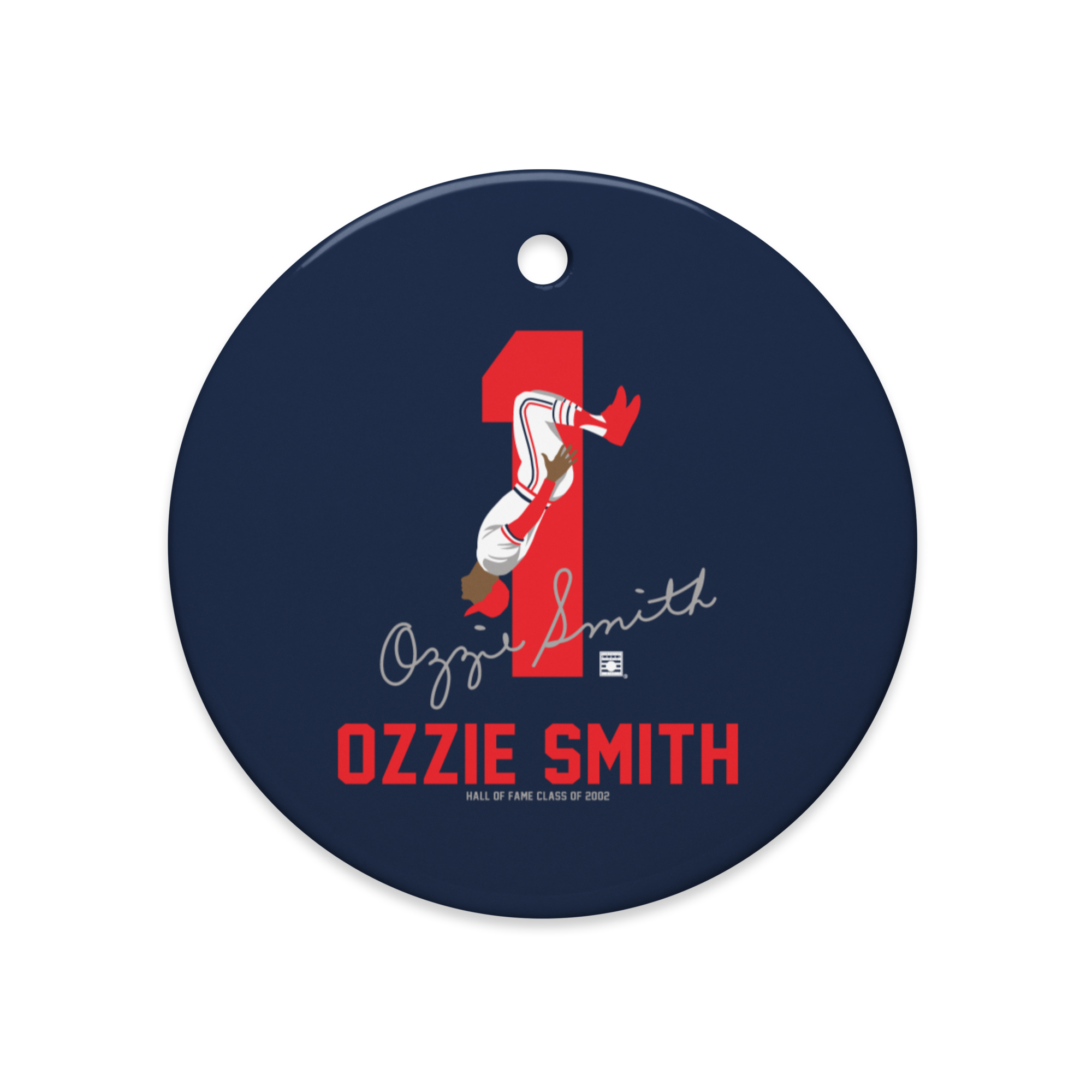 Baseball Hall of Fame Members - Ozzie Smith - Silhouette - Ceramic 2-Sided Ornament