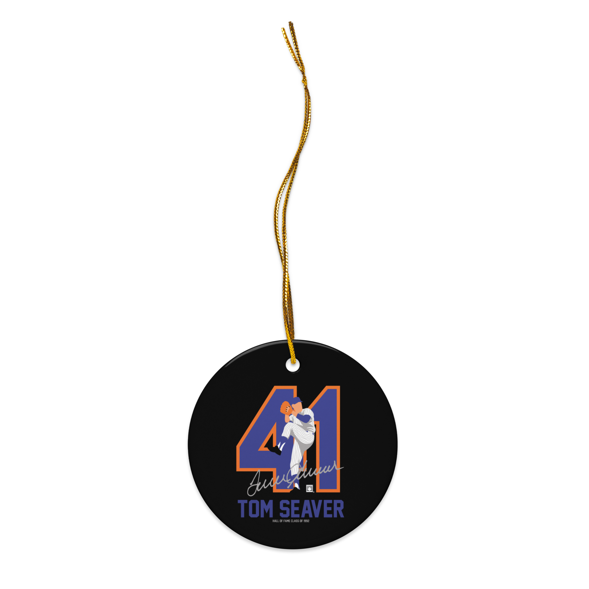 Baseball Hall of Fame Members - Tom Seaver - Silhouette - Ceramic 2-Sided Ornament