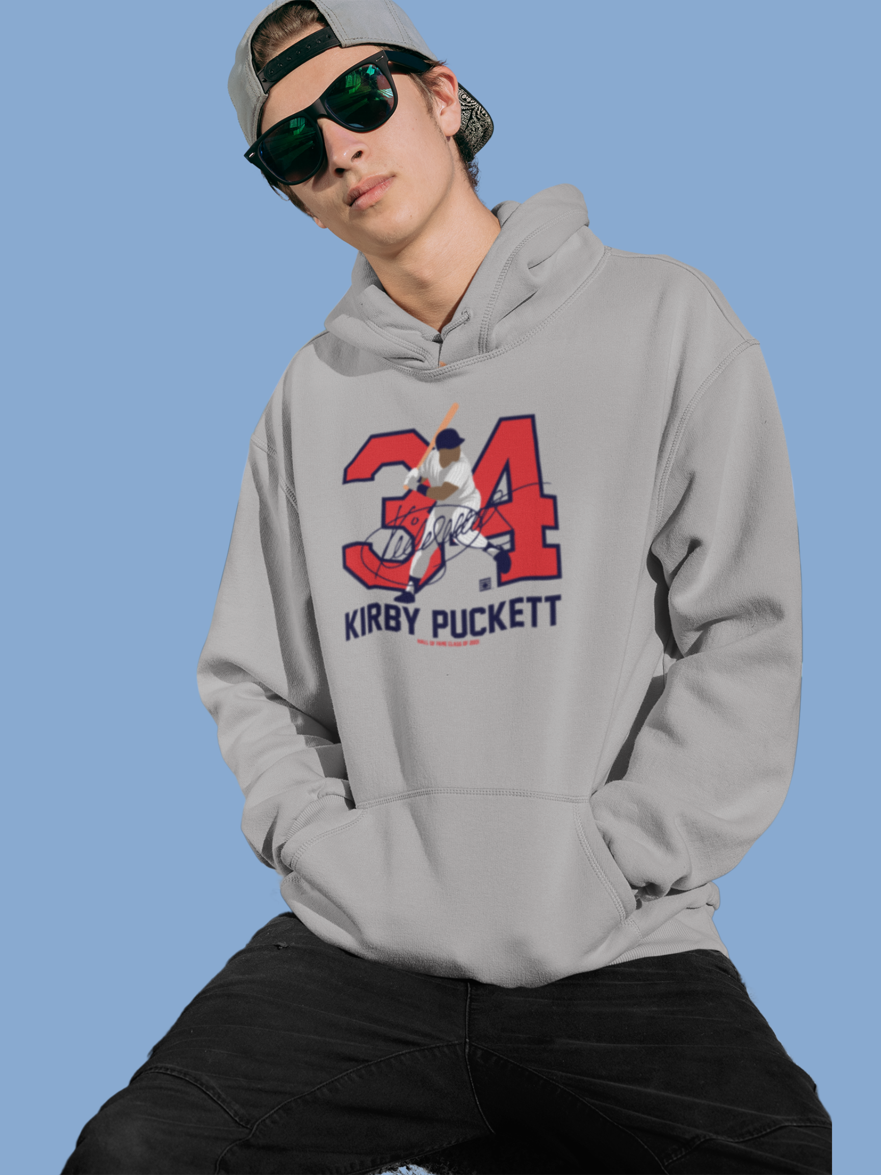Baseball Hall of Fame Members - Kirby Puckett - Silhouette - Unisex Premium Hoodie