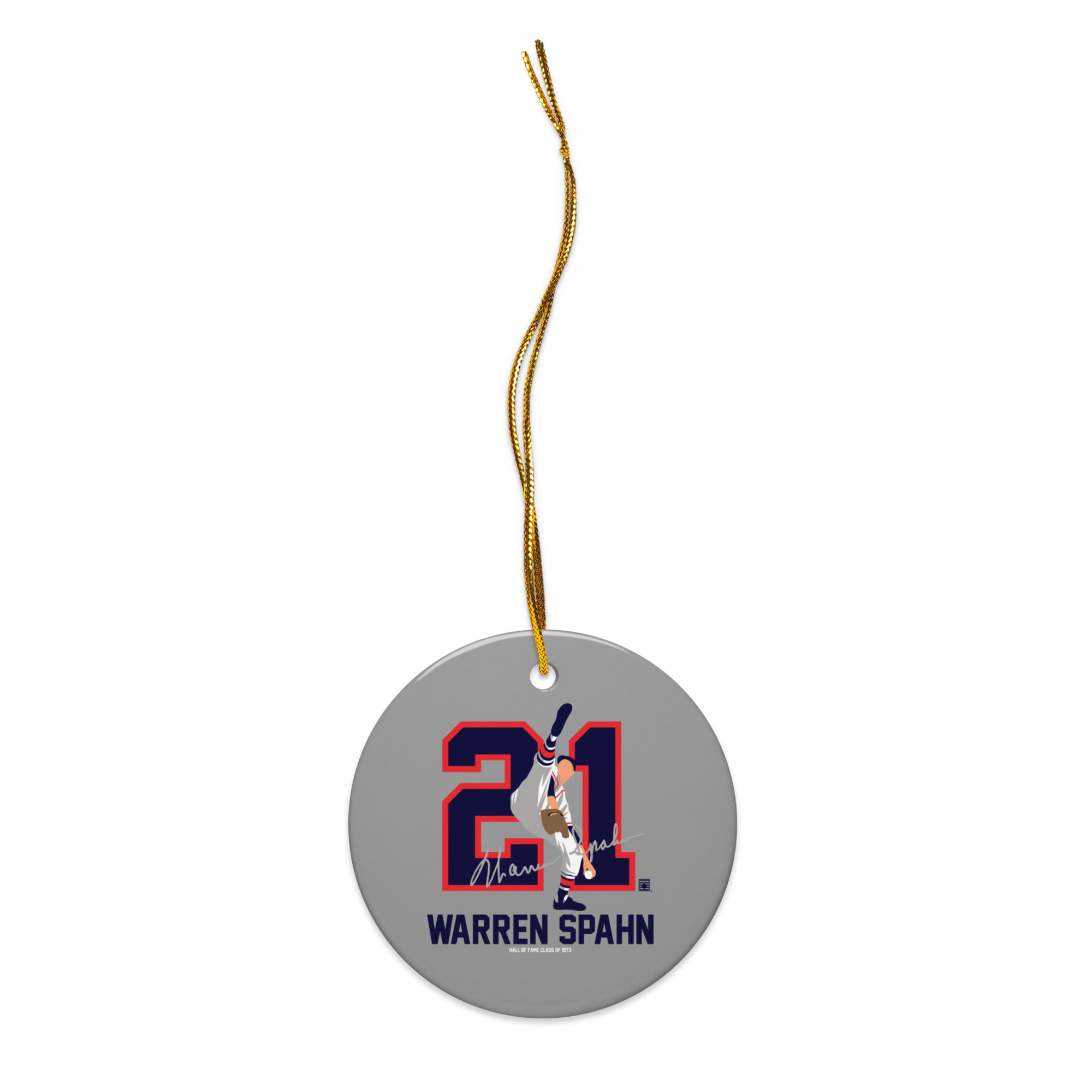 Baseball Hall of Fame Members - Warren Spahn - Silhouette - Ceramic 2-Sided Ornament