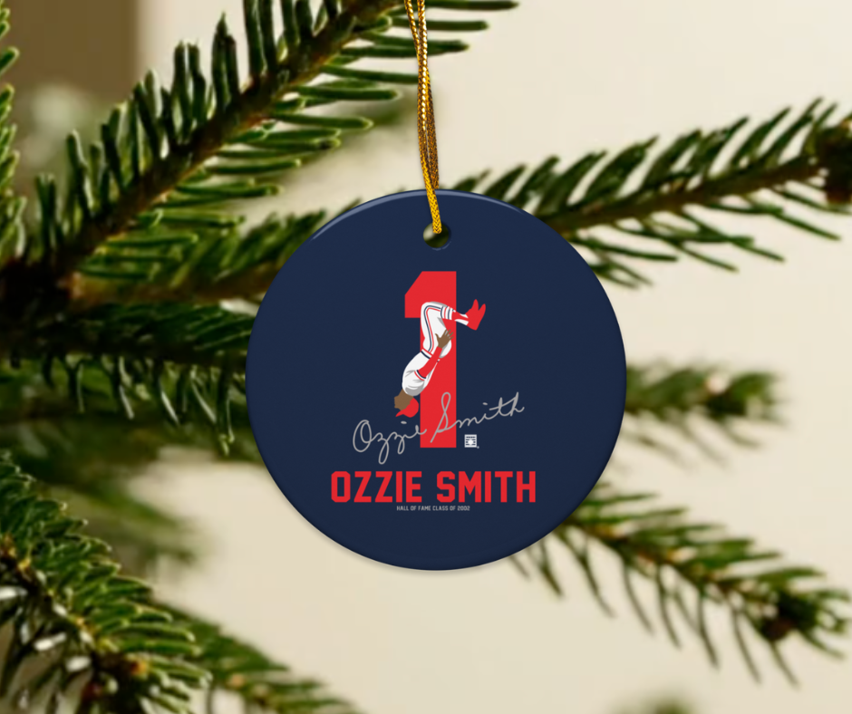 Baseball Hall of Fame Members - Ozzie Smith - Silhouette - Ceramic 2-Sided Ornament