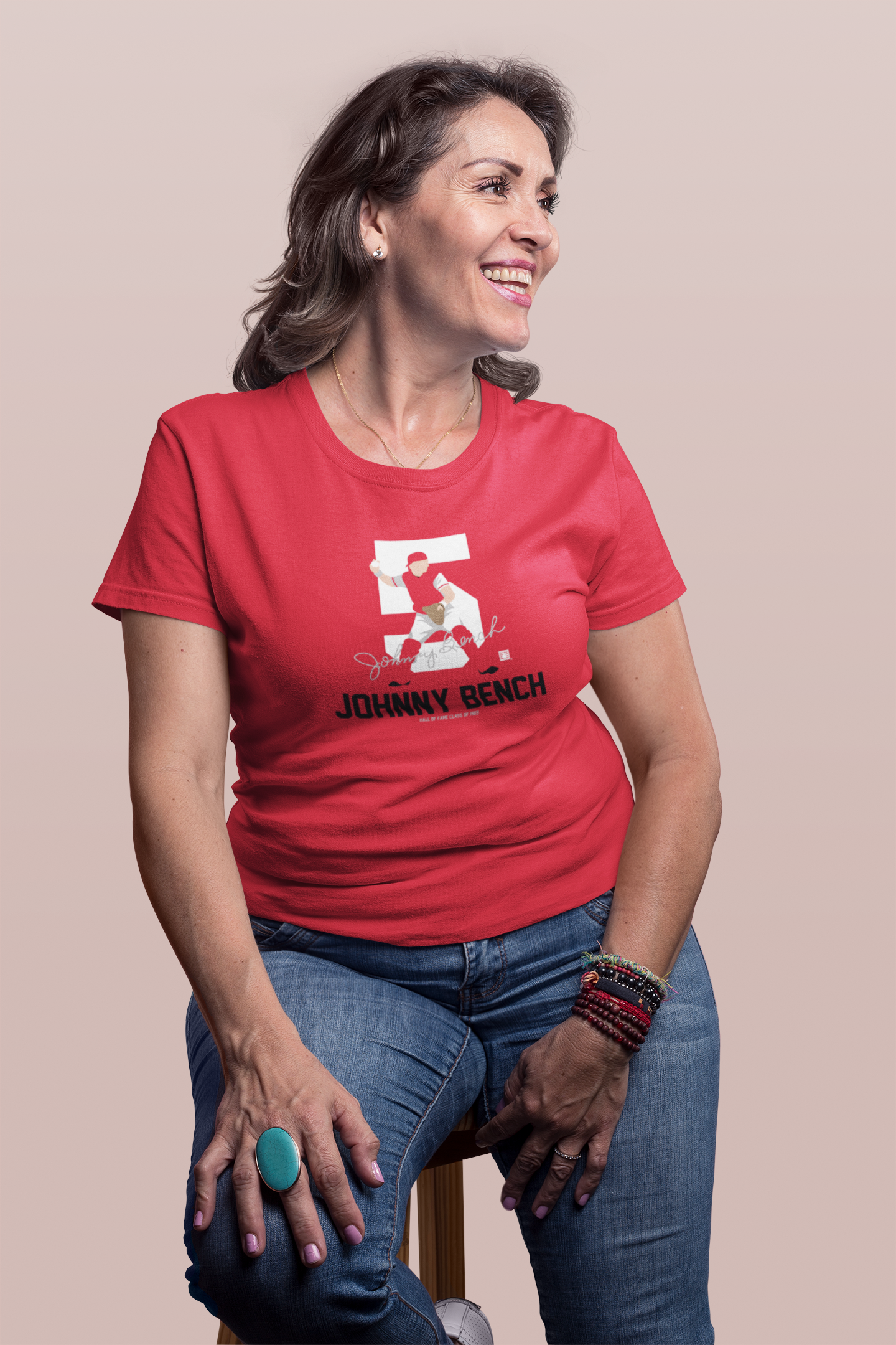 Baseball Hall of Fame Members - Johnny Bench - Silhouette - Unisex T-Shirt
