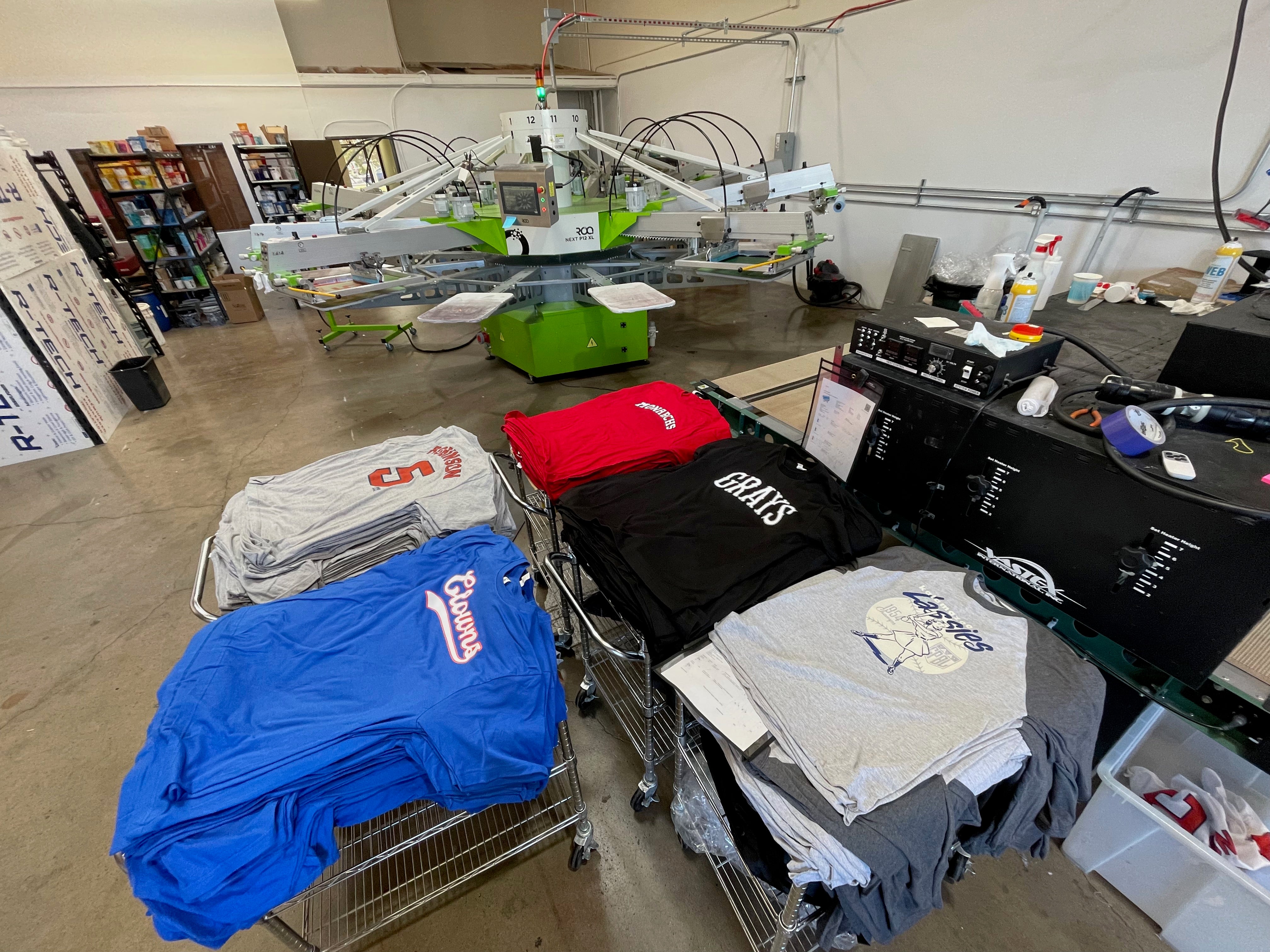 custom baseball shirts being made