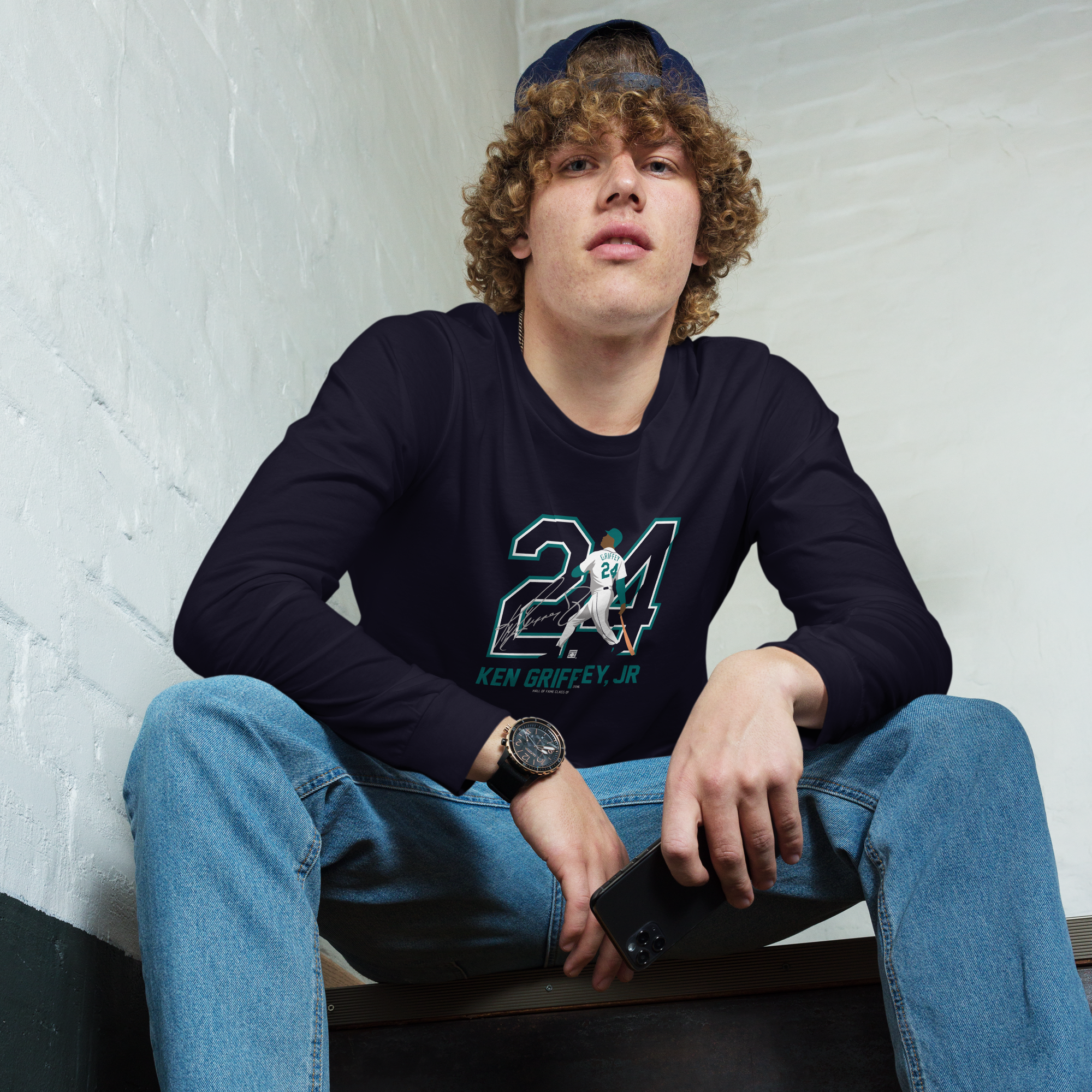 Baseball Hall of Fame Members - Ken Griffey Jr. - Silhouette - Unisex Long Sleeve Shirt