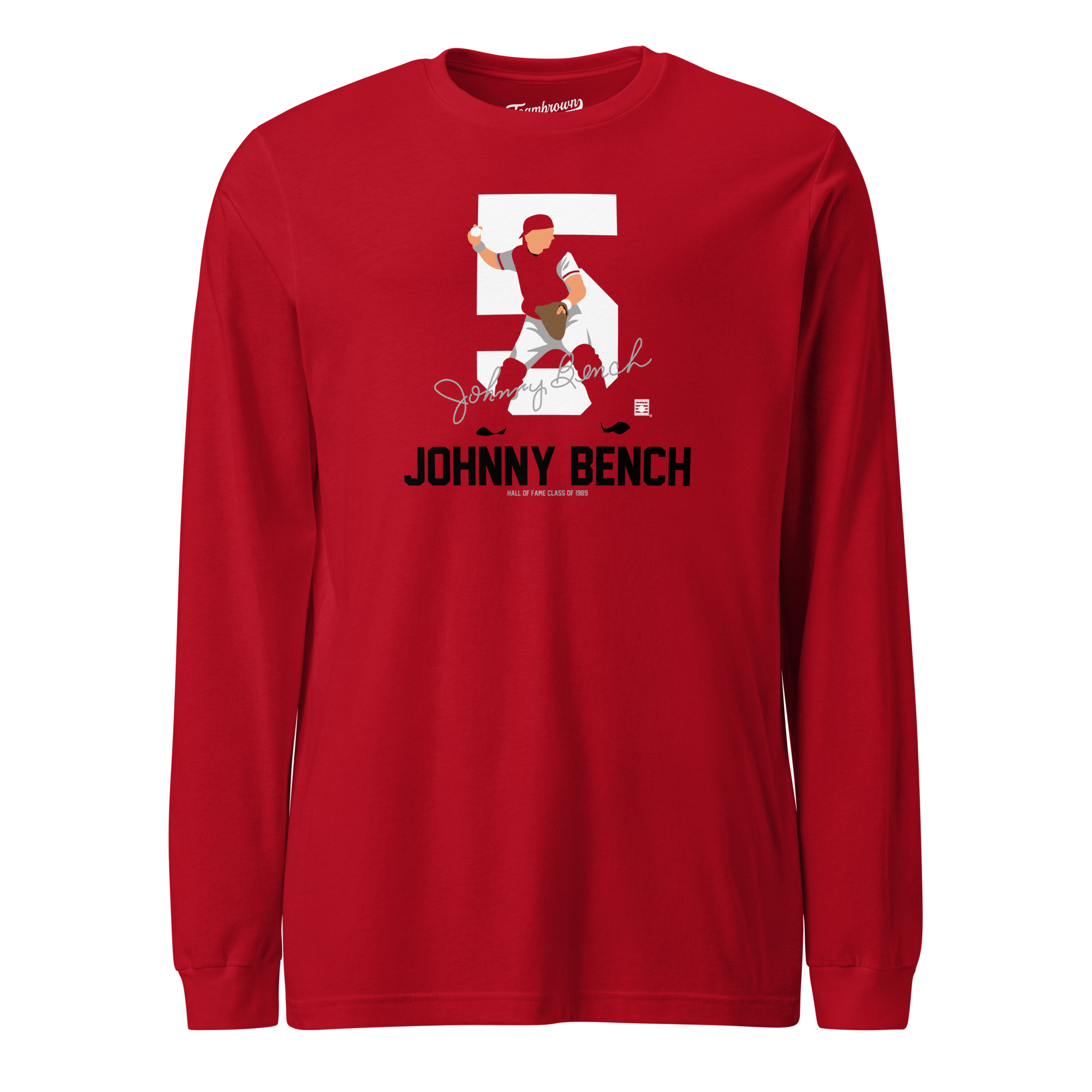 Baseball Hall of Fame Members - Johnny Bench - Silhouette - Unisex Long Sleeve Shirt