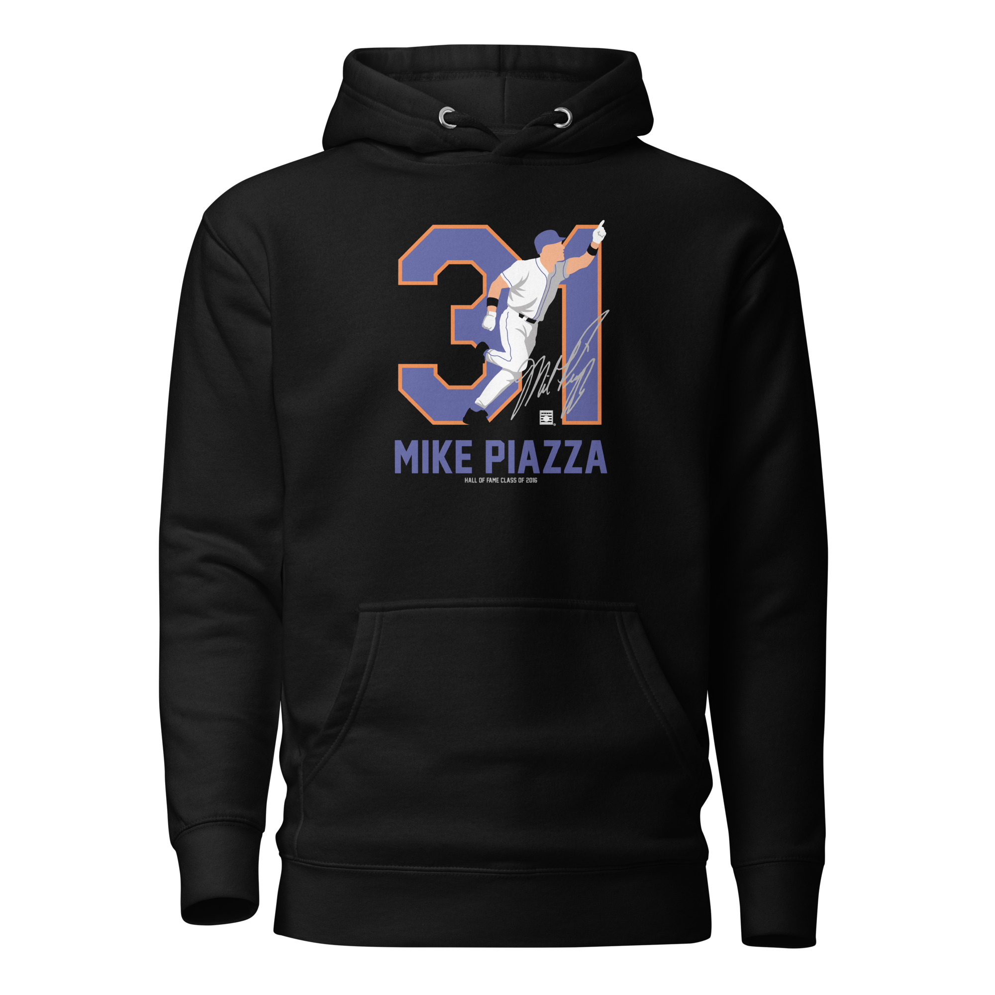 Baseball Hall of Fame Members - Mike Piazza - Silhouette - Unisex Premium Hoodie