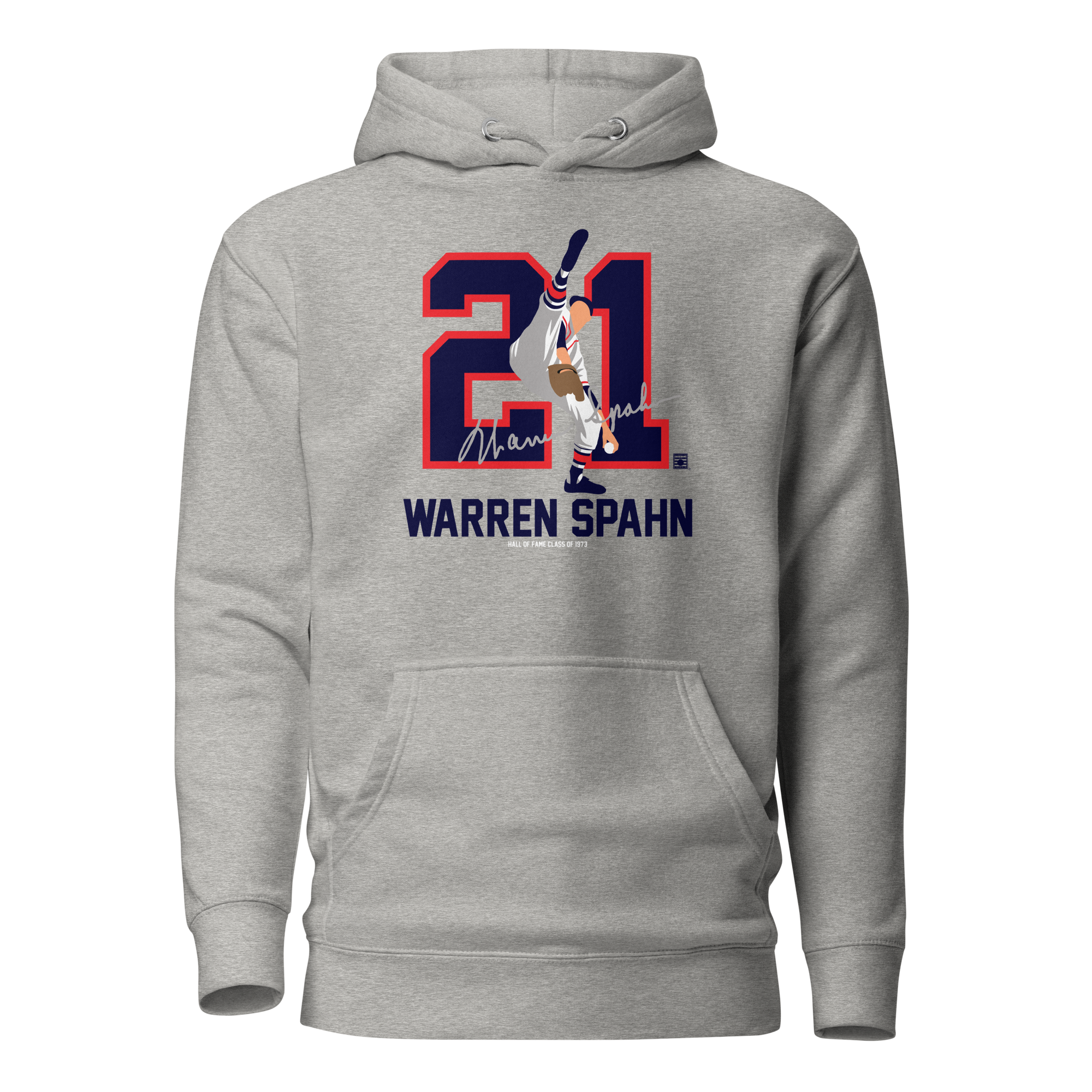 Baseball Hall of Fame Members - Warren Spahn - Silhouette - Unisex Premium Hoodie