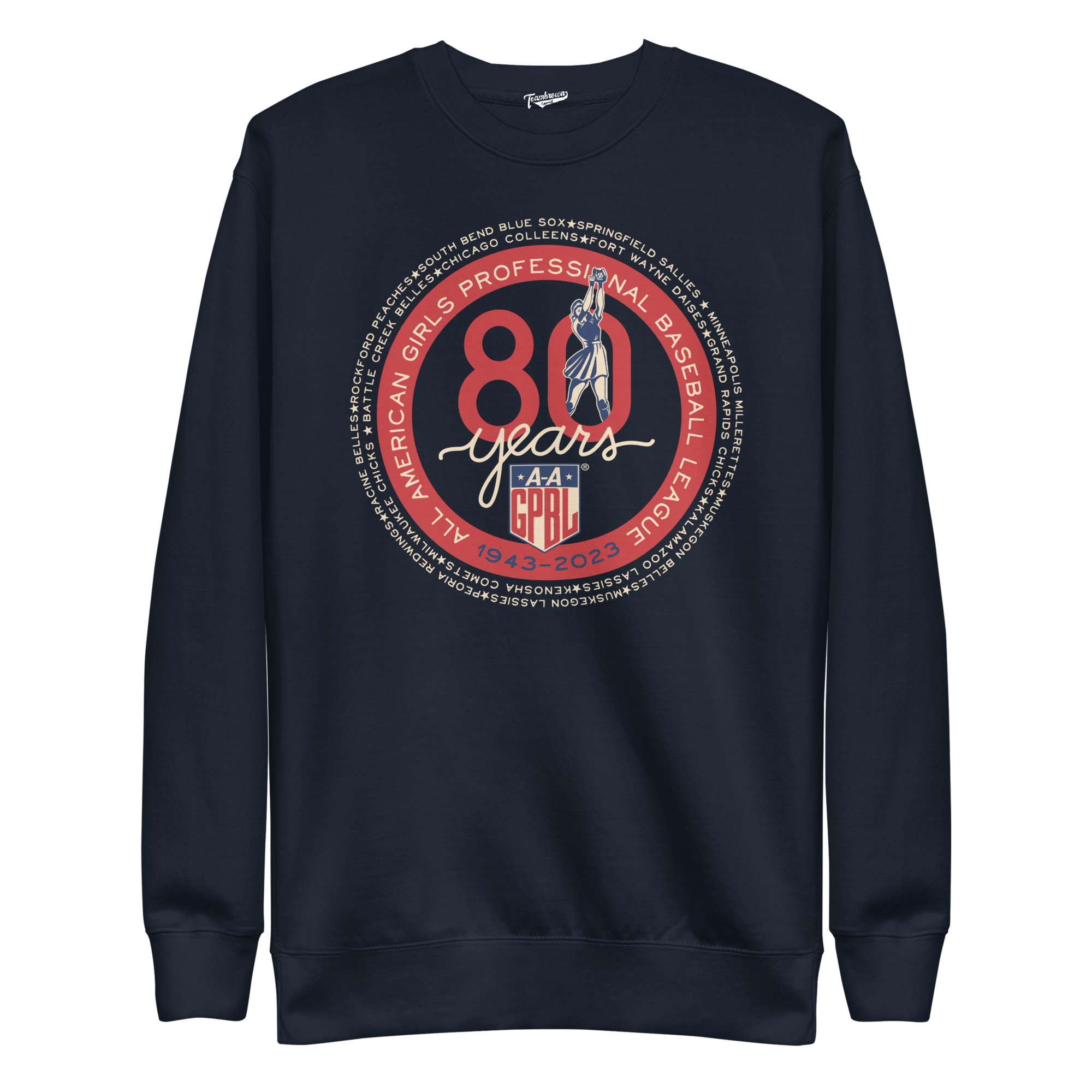 AAGPBL 80th Anniversary - 1943 - 2023 - Unisex Fleece Pullover Crewneck