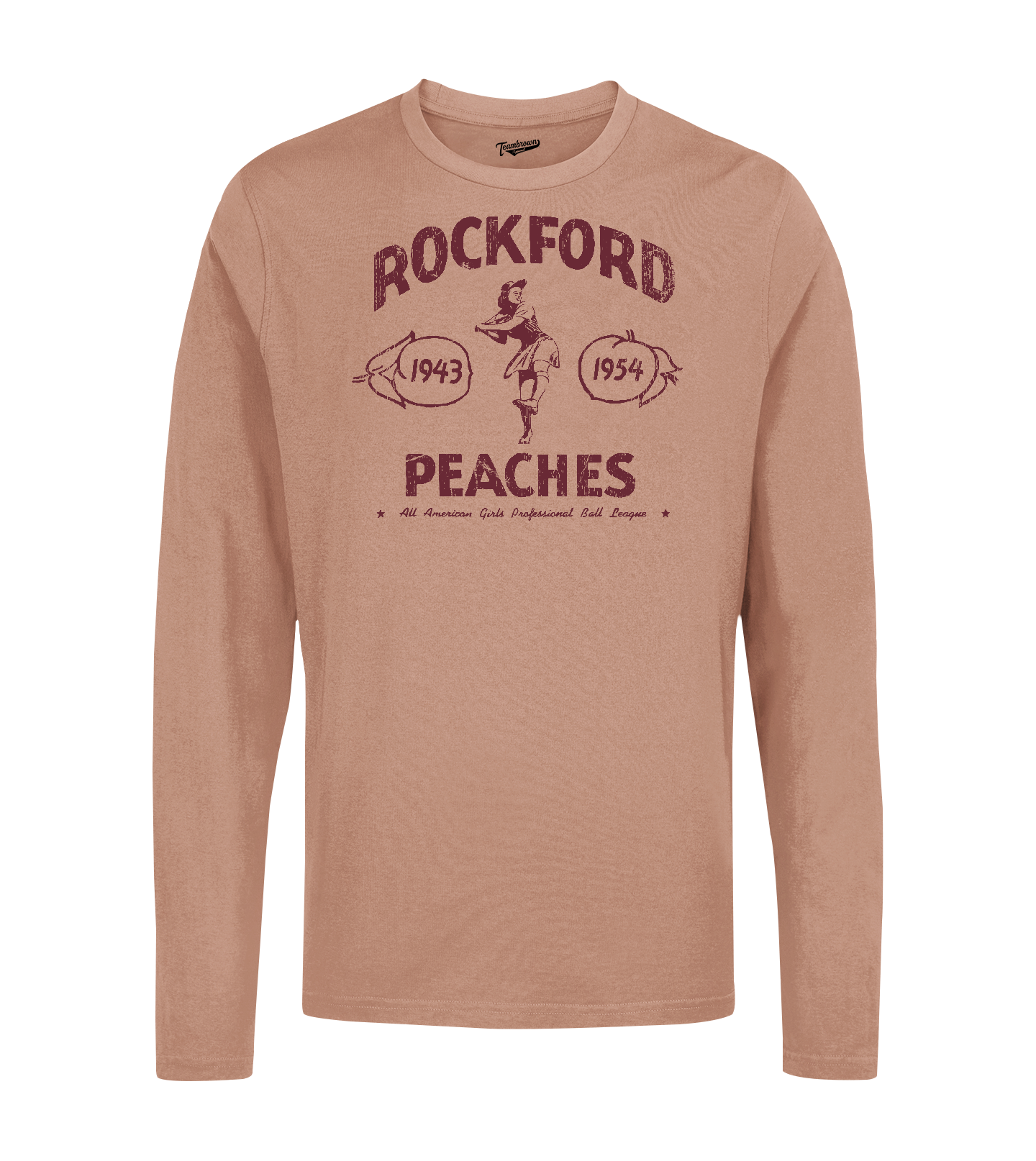 Diamond - Rockford Peaches - Unisex Baseball Shirt, White/Red / Adult XL / 3/4 Sleeve Baseball Shirt