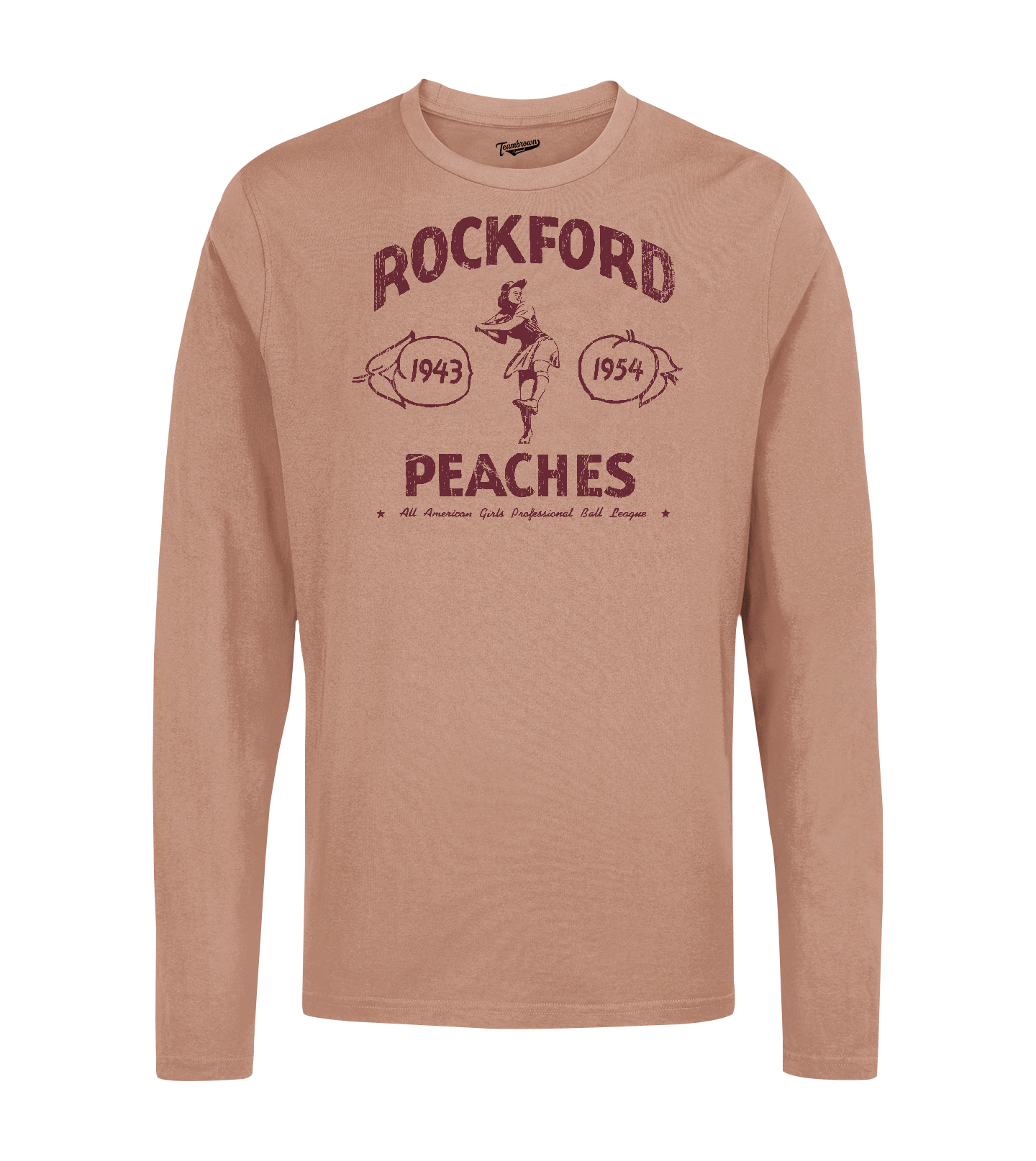 Rockford Peaches Program - Unisex Long Sleeve Crew T-Shirt | Officially Licensed - AAGPBL