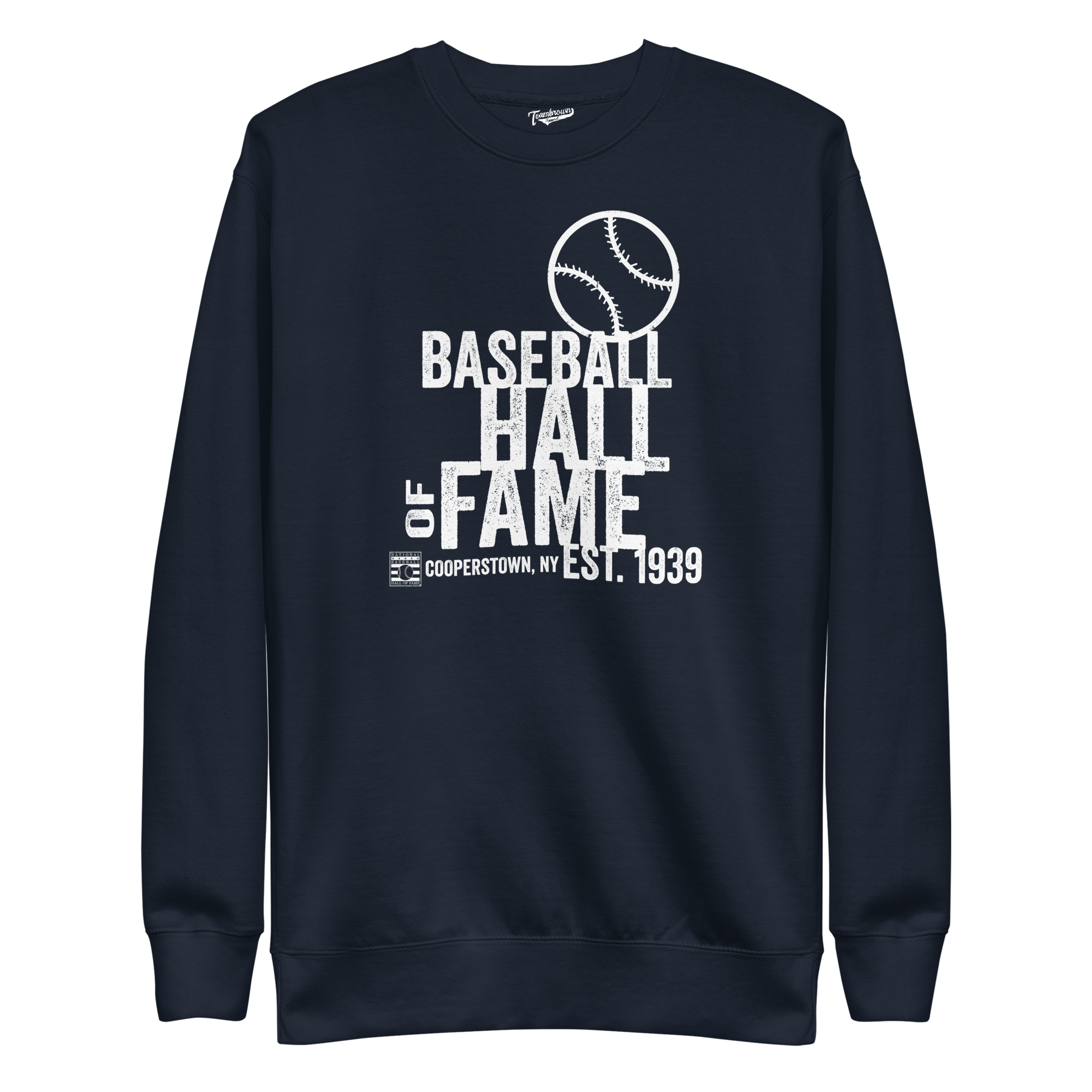 Baseball Hall of Fame Retro Crewneck Navy long sleeves T-shirt