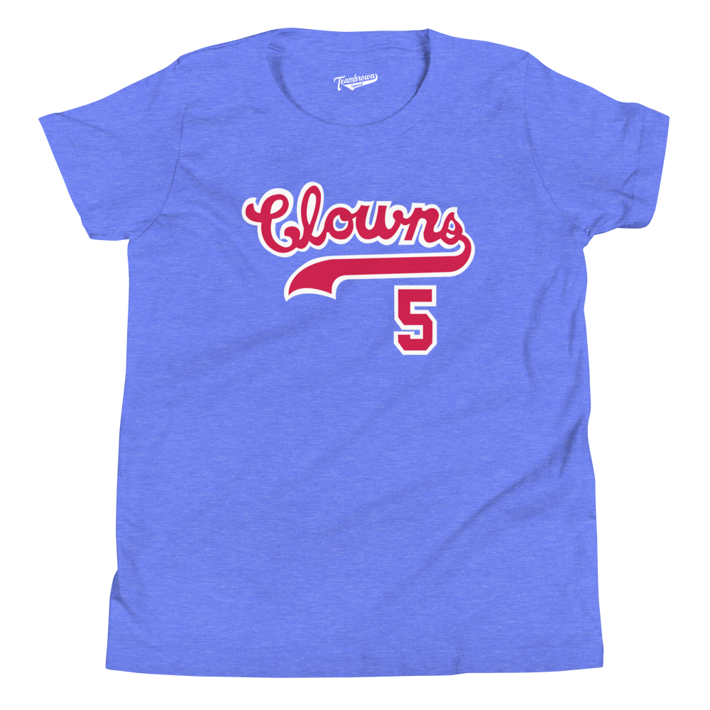 Indianapolis Clowns Jersey Kids T-Shirt (Hammertime), Heather Columbia Blue / Youth M / T-Shirt