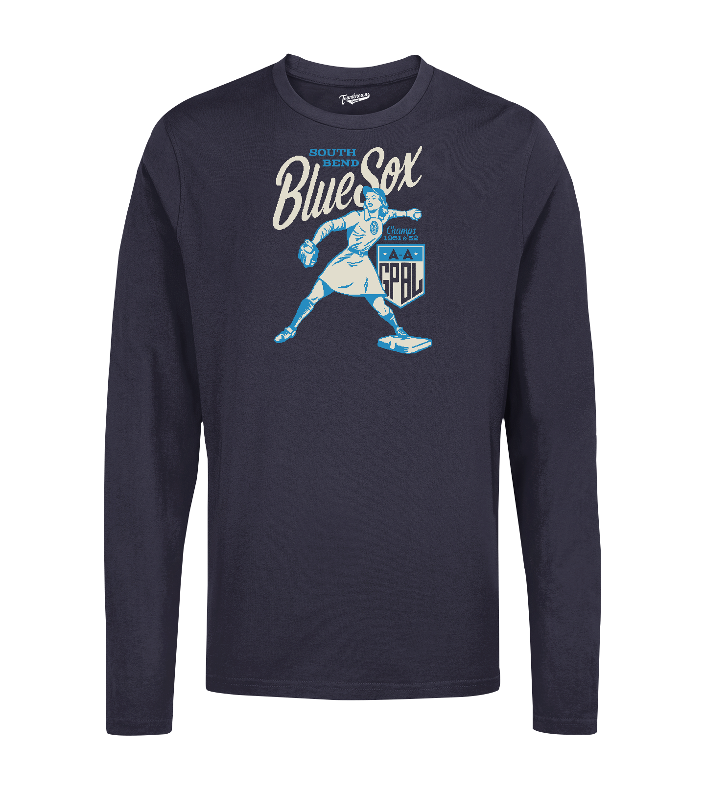 Diamond - South Bend Blue Sox - Unisex Long Sleeve Crew T-Shirt | Officially Licensed - AAGPBL
