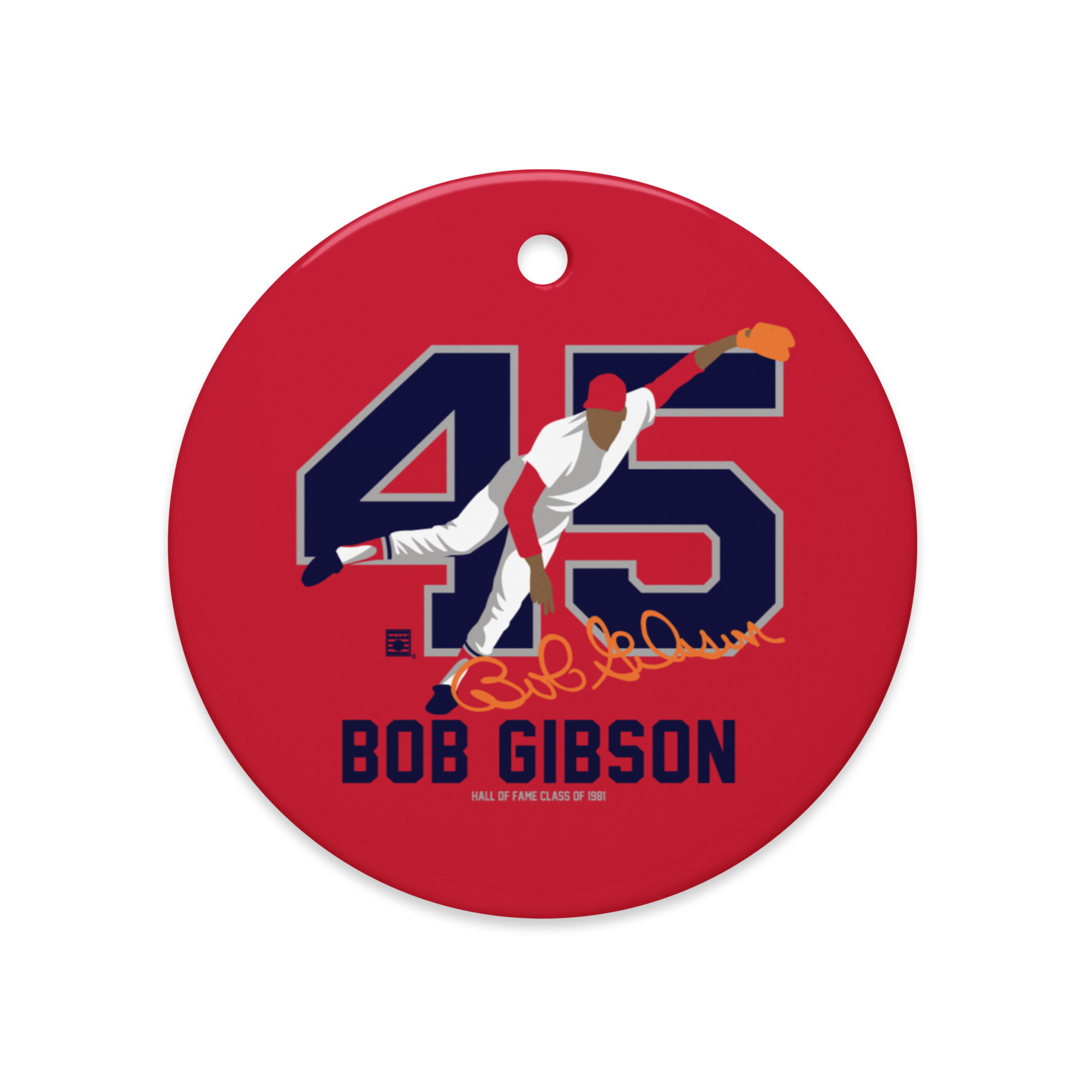 Baseball Hall of Fame Members - Bob Gibson - Silhouette - Ceramic 2-Sided Ornament