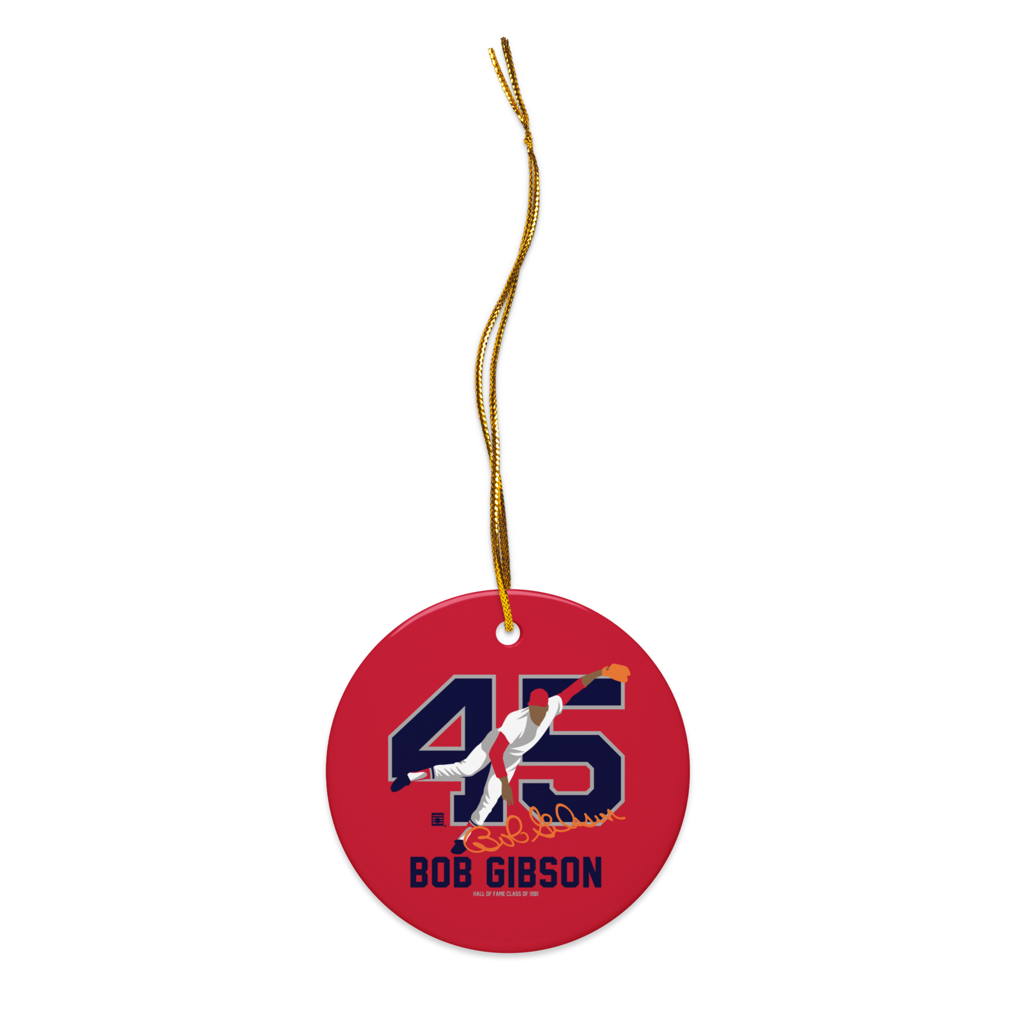 Baseball Hall of Fame Members - Bob Gibson - Silhouette - Ceramic 2-Sided Ornament