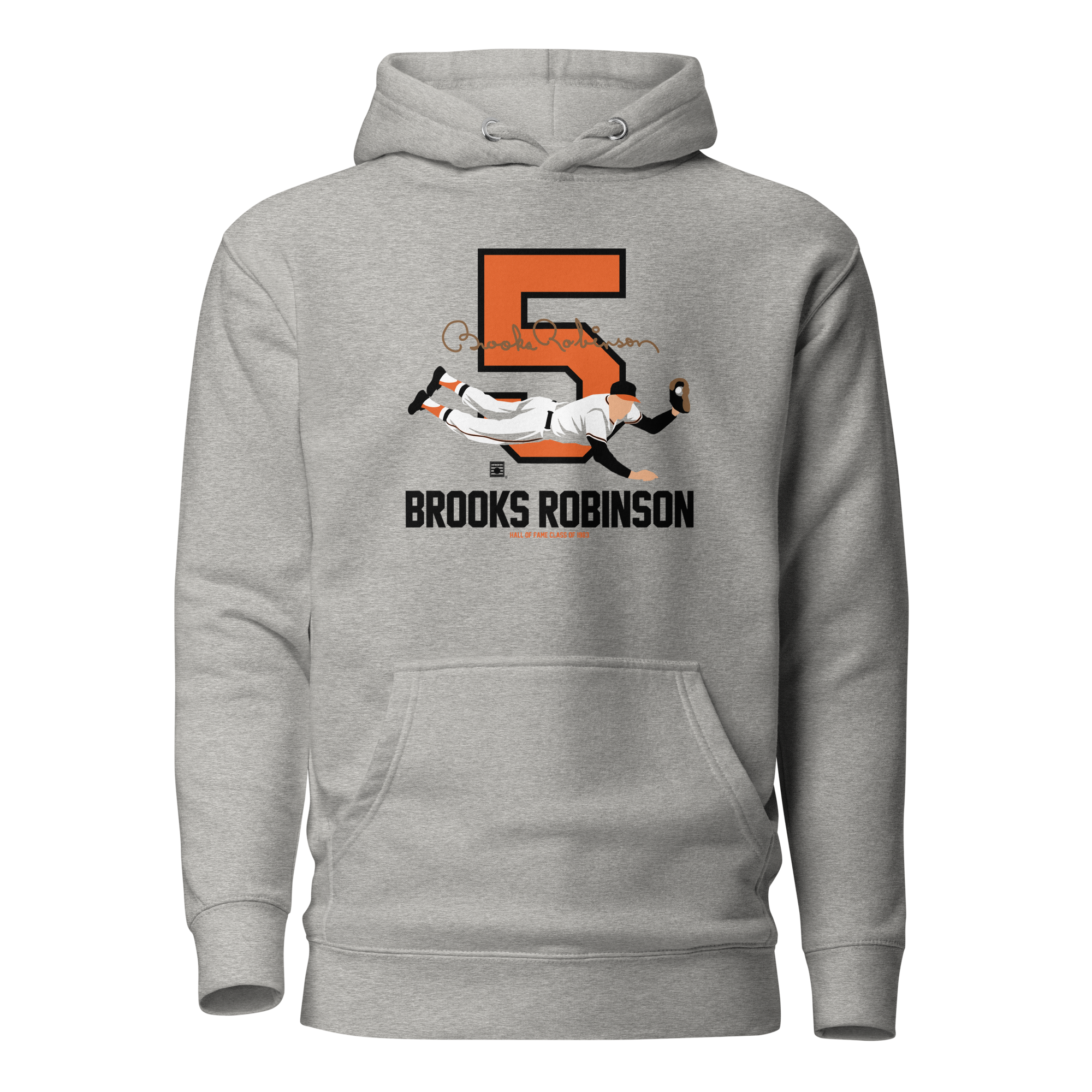 Baseball Hall of Fame Members - Brooks Robinson - Silhouette - Unisex Premium Hoodie