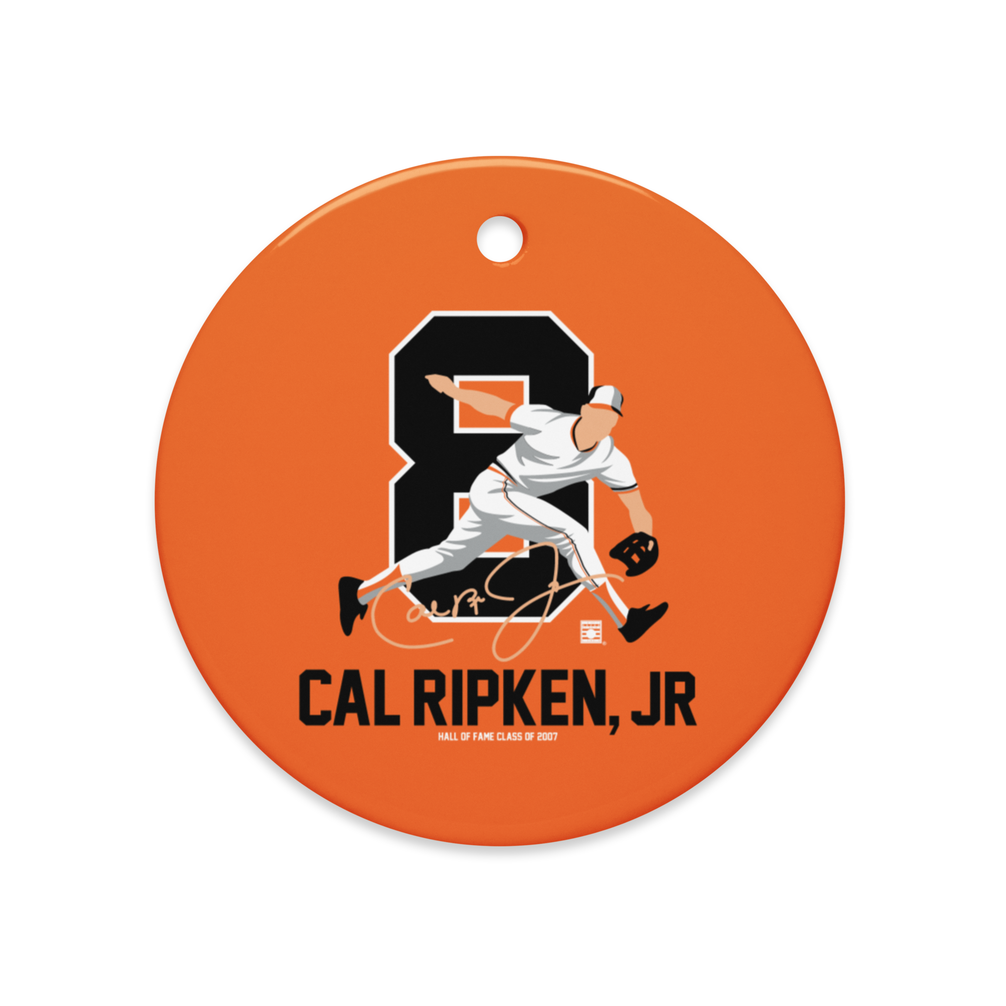 Baseball Hall of Fame Members - Cal Ripken Jr - Silhouette - Ceramic 2-Sided Ornament