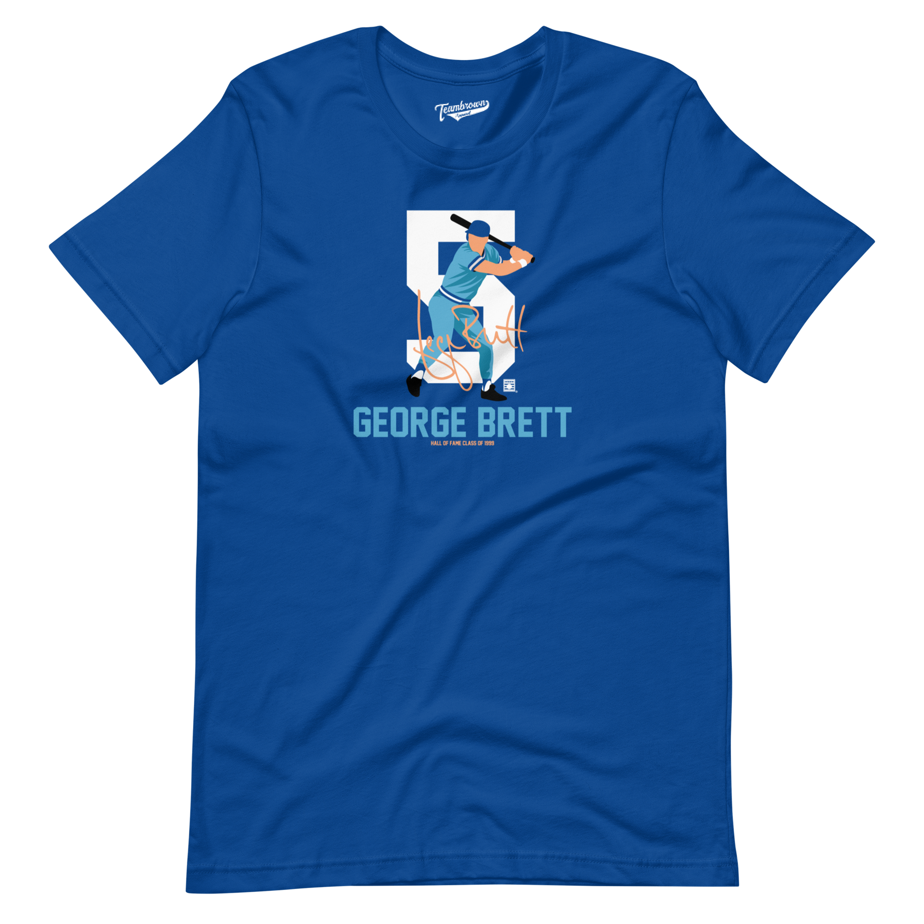Officially Licensed - National Baseball Hall of Fame and Museum George Brett T-Shirt | Black NBHOF Shirt | Teambrown Apparel True Royal / Adult S / T-Shirt
