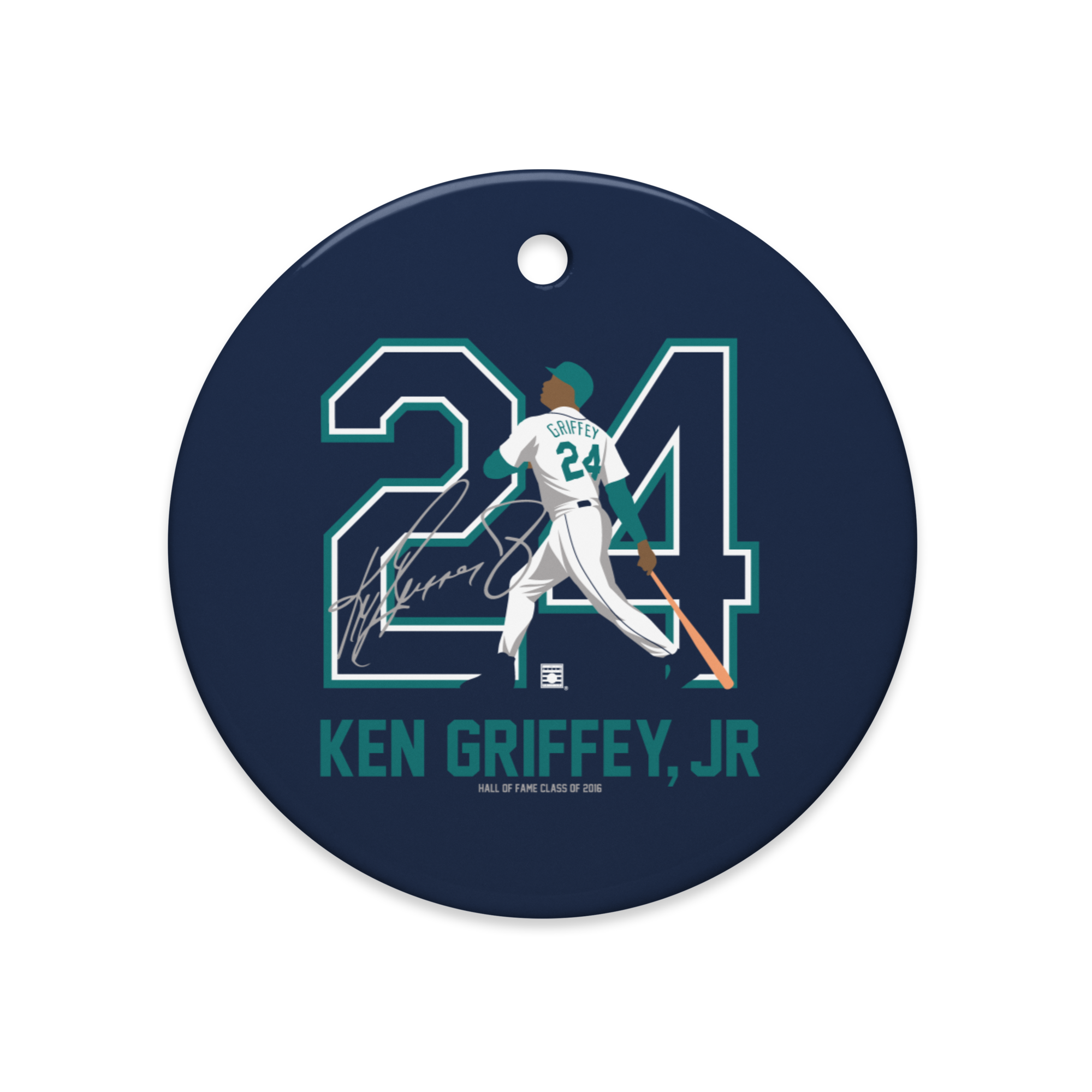 Baseball Hall of Fame Members - Ken Griffey Jr - Silhouette - Ceramic 2-Sided Ornament