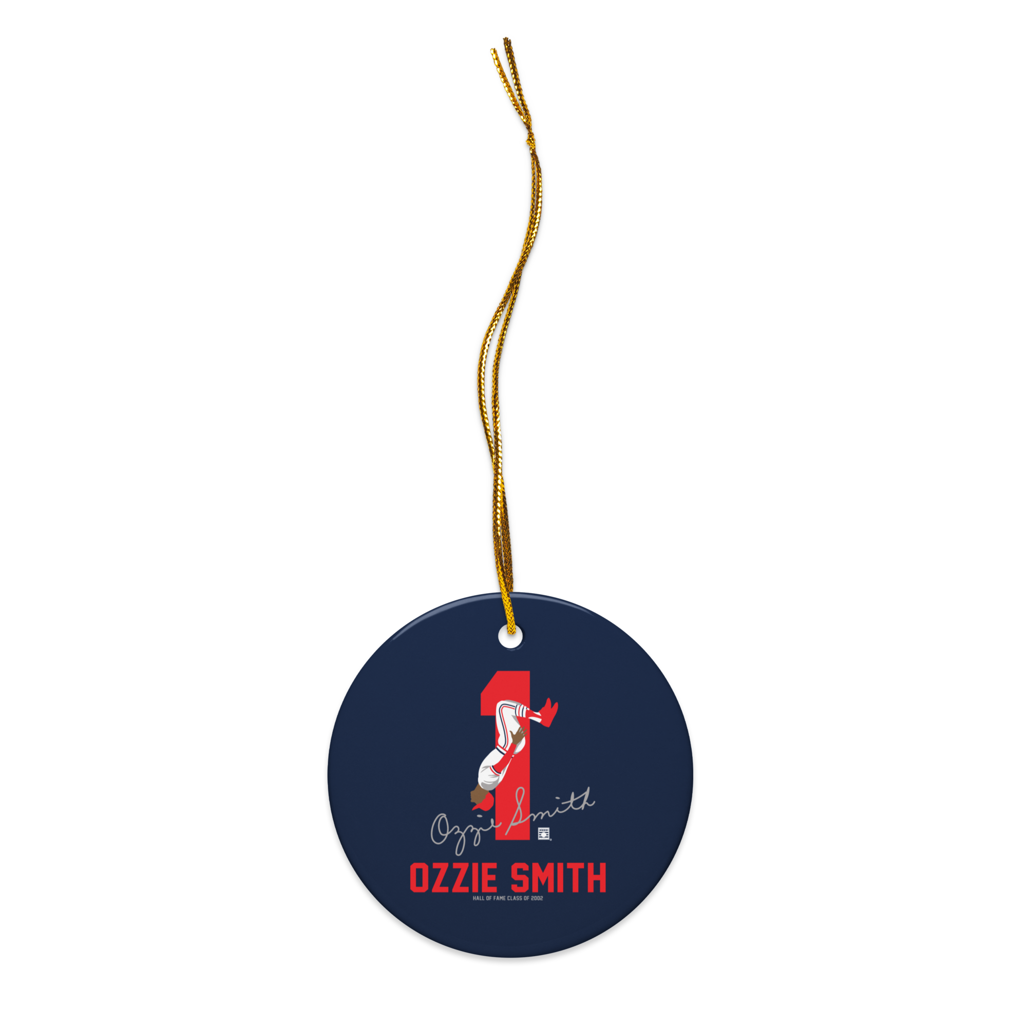 Baseball Hall of Fame Members - Ozzie Smith - Silhouette - Ceramic 2-Sided Ornament