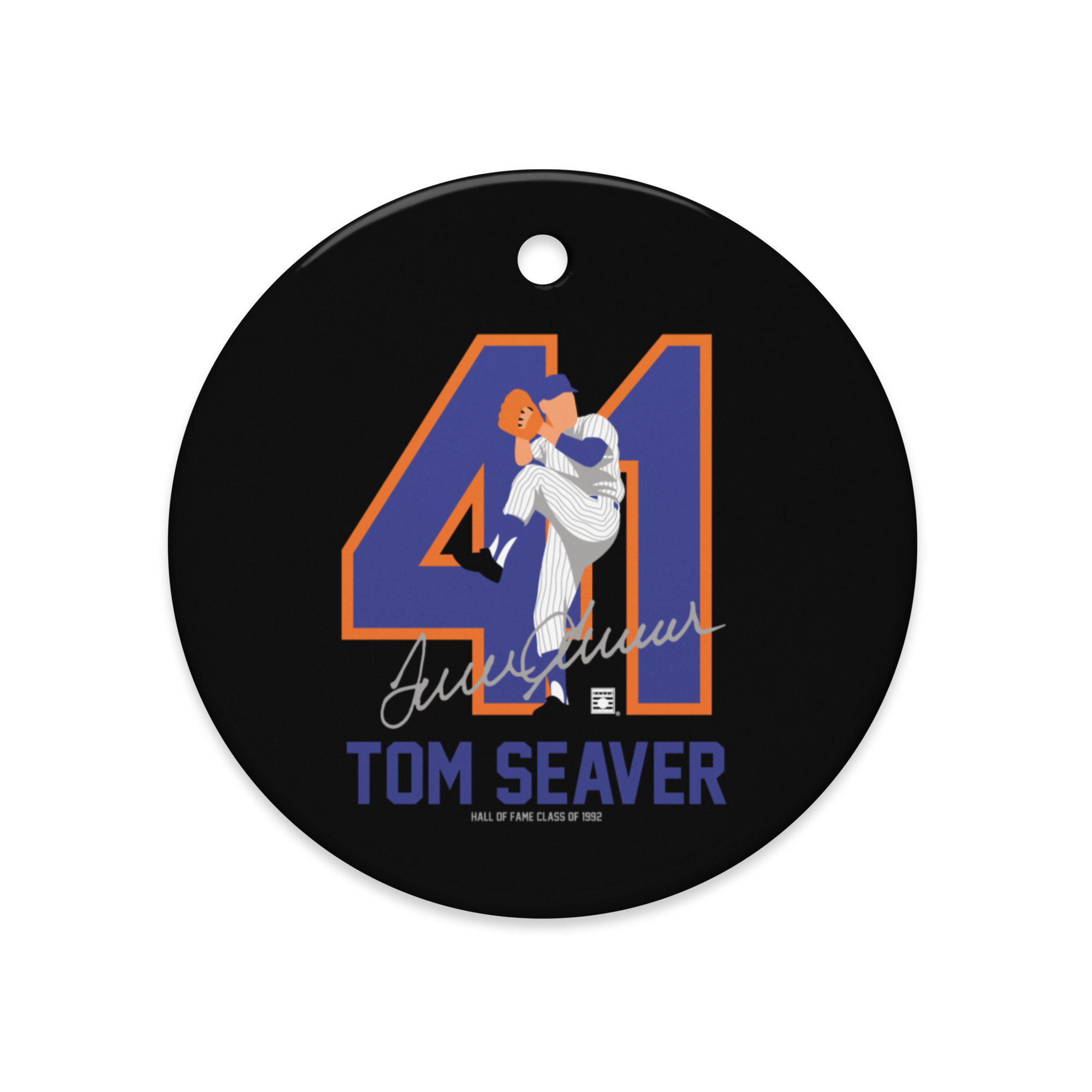 Baseball Hall of Fame Members - Tom Seaver - Silhouette - Ceramic 2-Sided Ornament