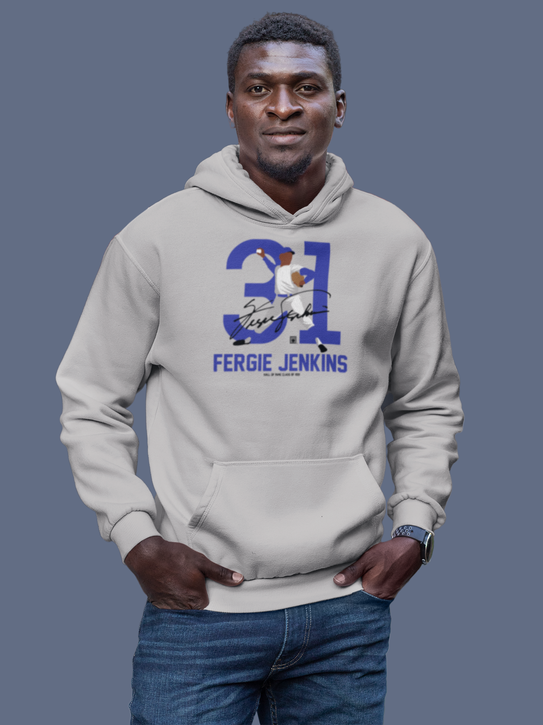 Baseball Hall of Fame Members - Fergie Jenkins - Silhouette - Unisex Premium Hoodie