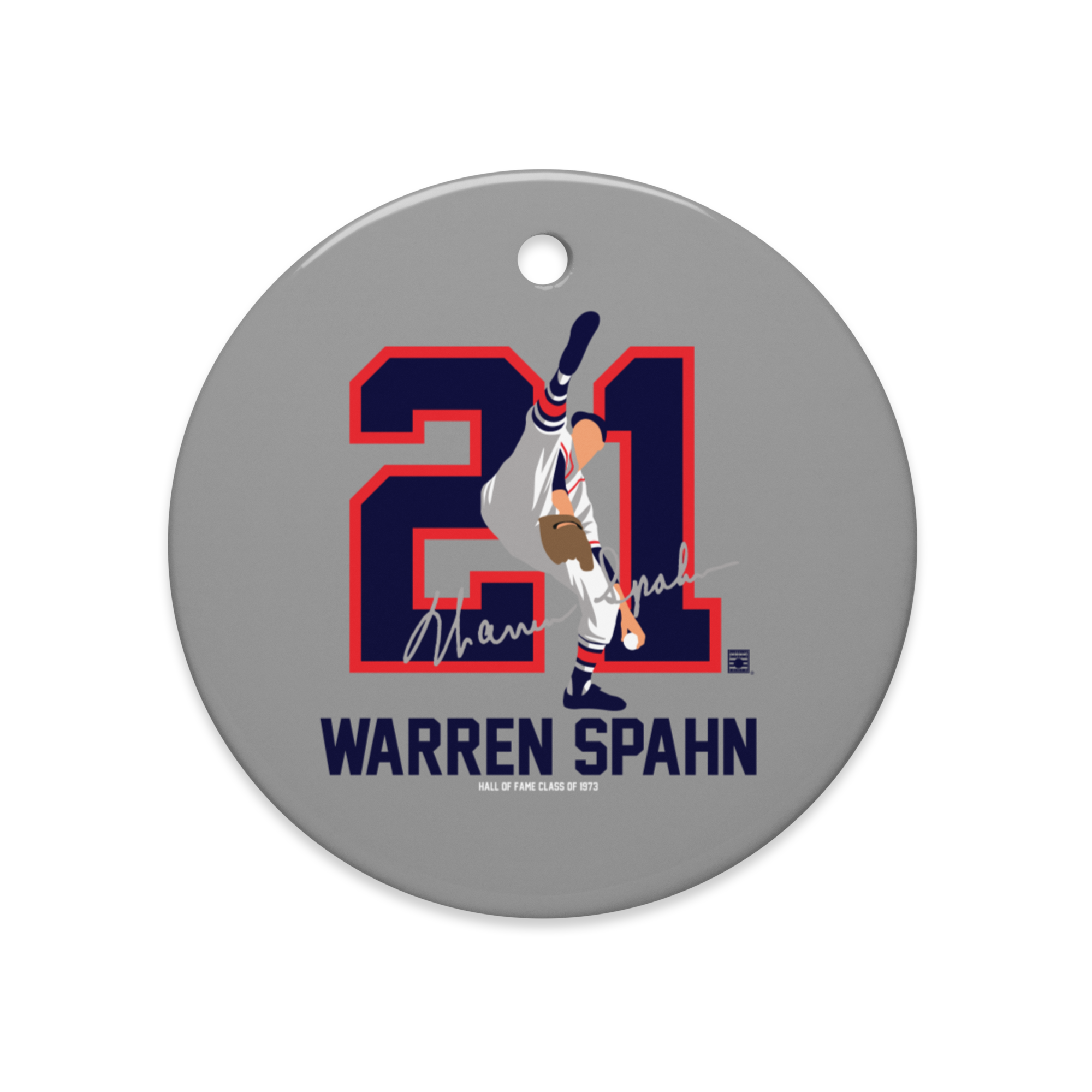 Baseball Hall of Fame Members - Warren Spahn - Silhouette - Ceramic 2-Sided Ornament