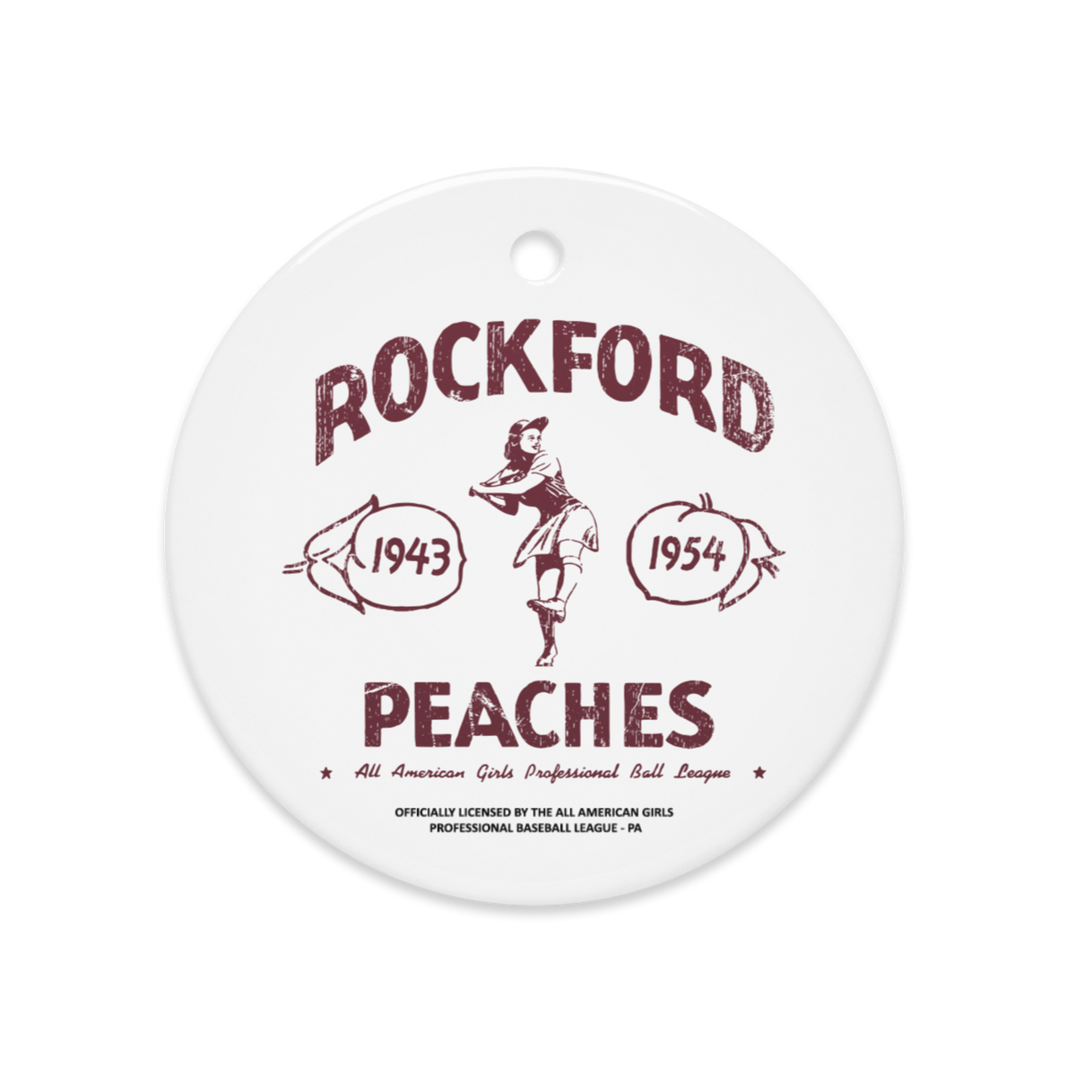 Rockford Peaches Program - Ceramic Ornament