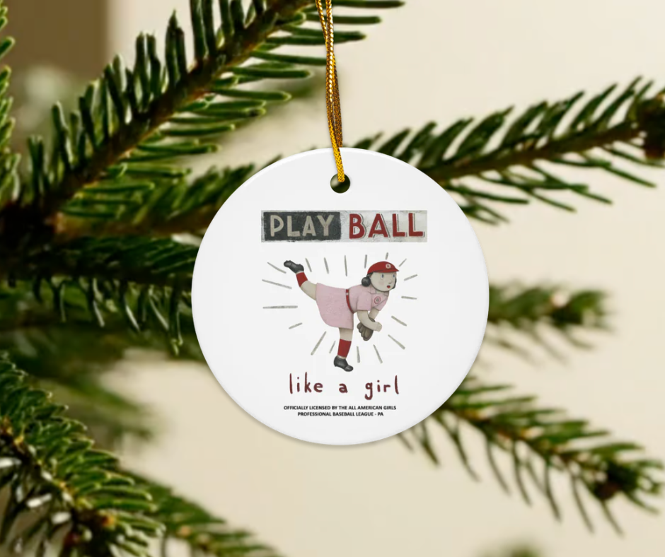 AAGPBL - Play Ball Like a Girl - Ceramic 2-Sided Ornament