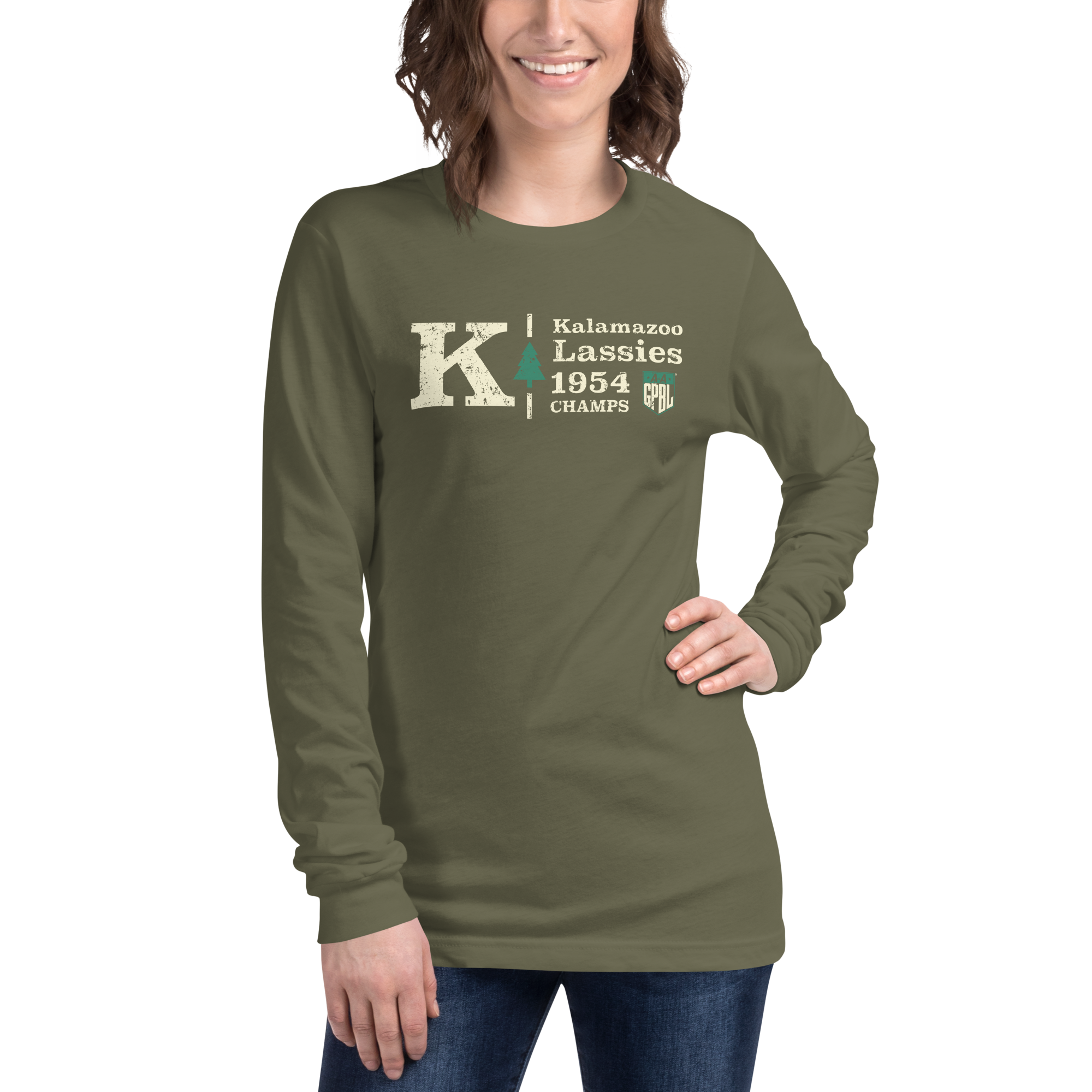 Kalamazoo Lassies Champions - Unisex Long Sleeve Crew T-Shirt