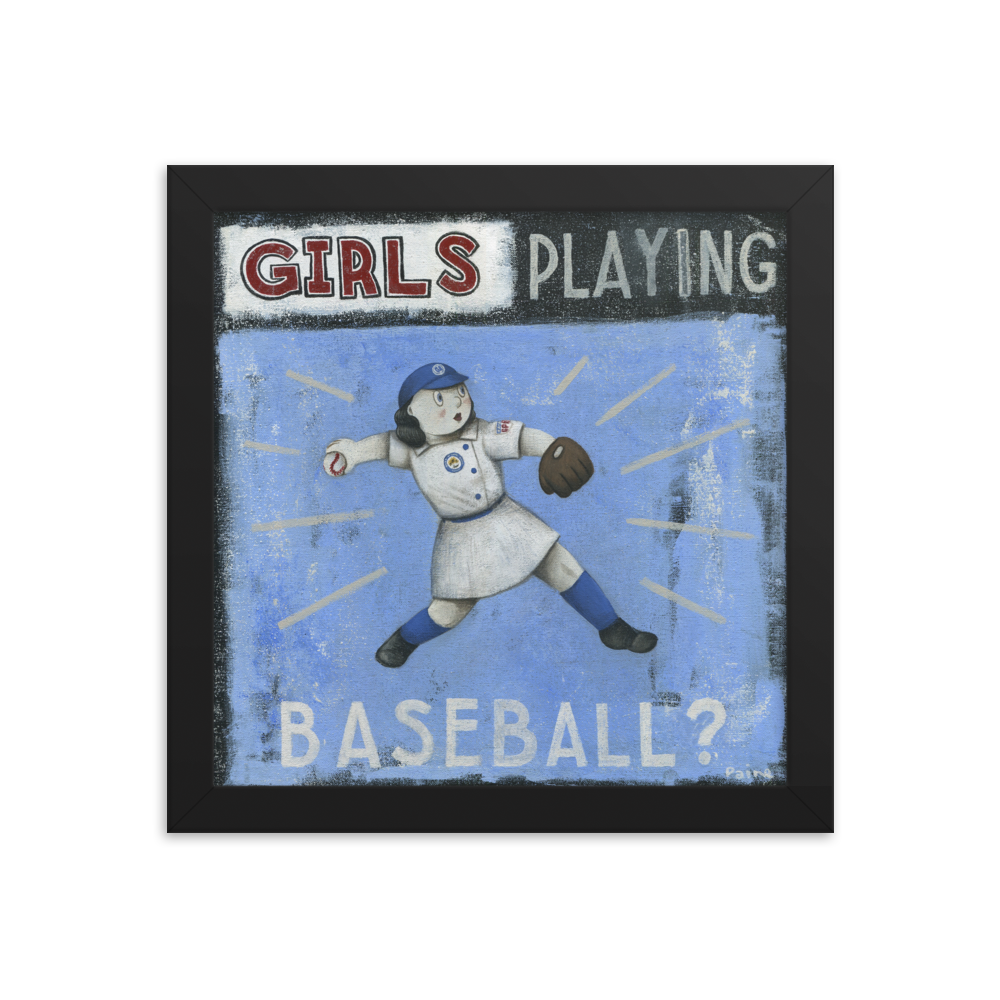 AAGPBL - Girls Playing Baseball - Giclée-Print Framed | Officially Licensed - AAGPBL