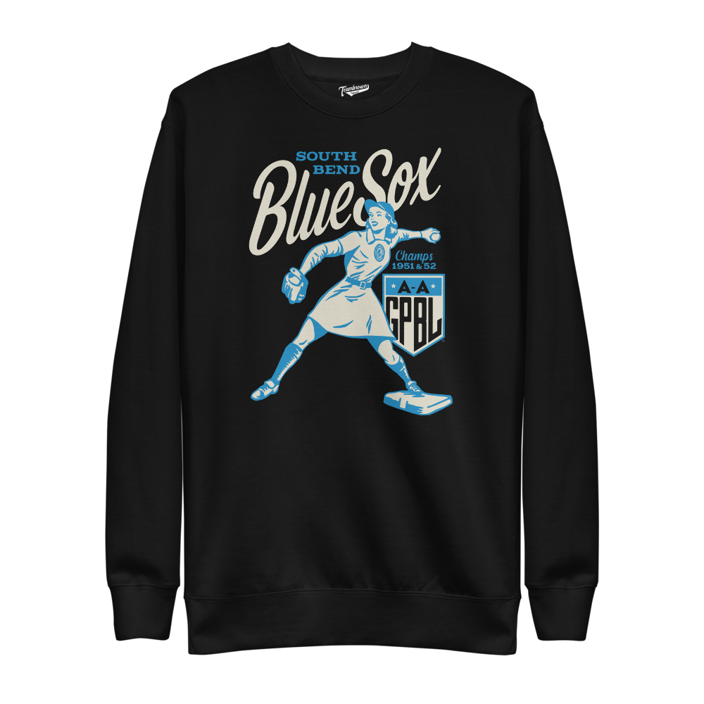 Diamond - South Bend Blue Sox - Unisex Fleece Pullover Crewneck | Officially Licensed - AAGPBL