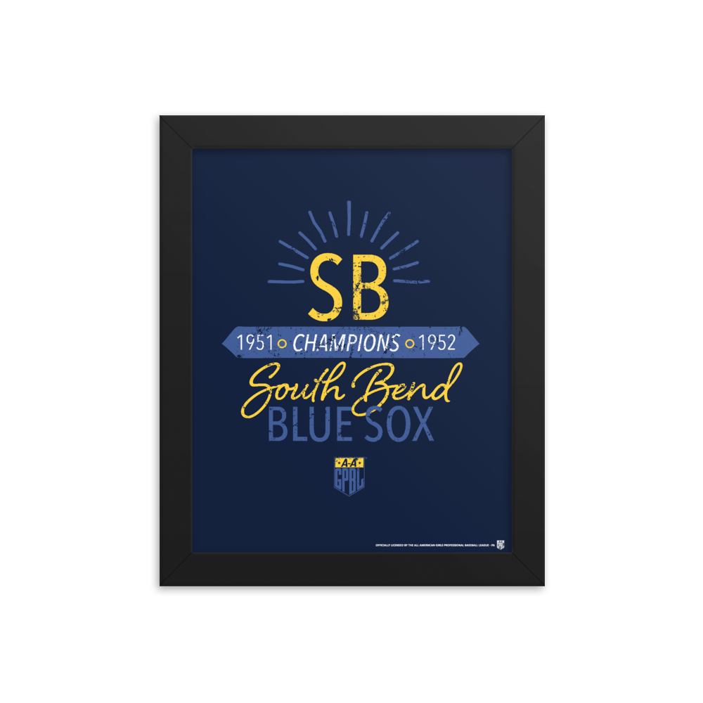 South Bend Blue Sox Champions - Giclée-Print Framed | Officially Licensed - AAGPBL