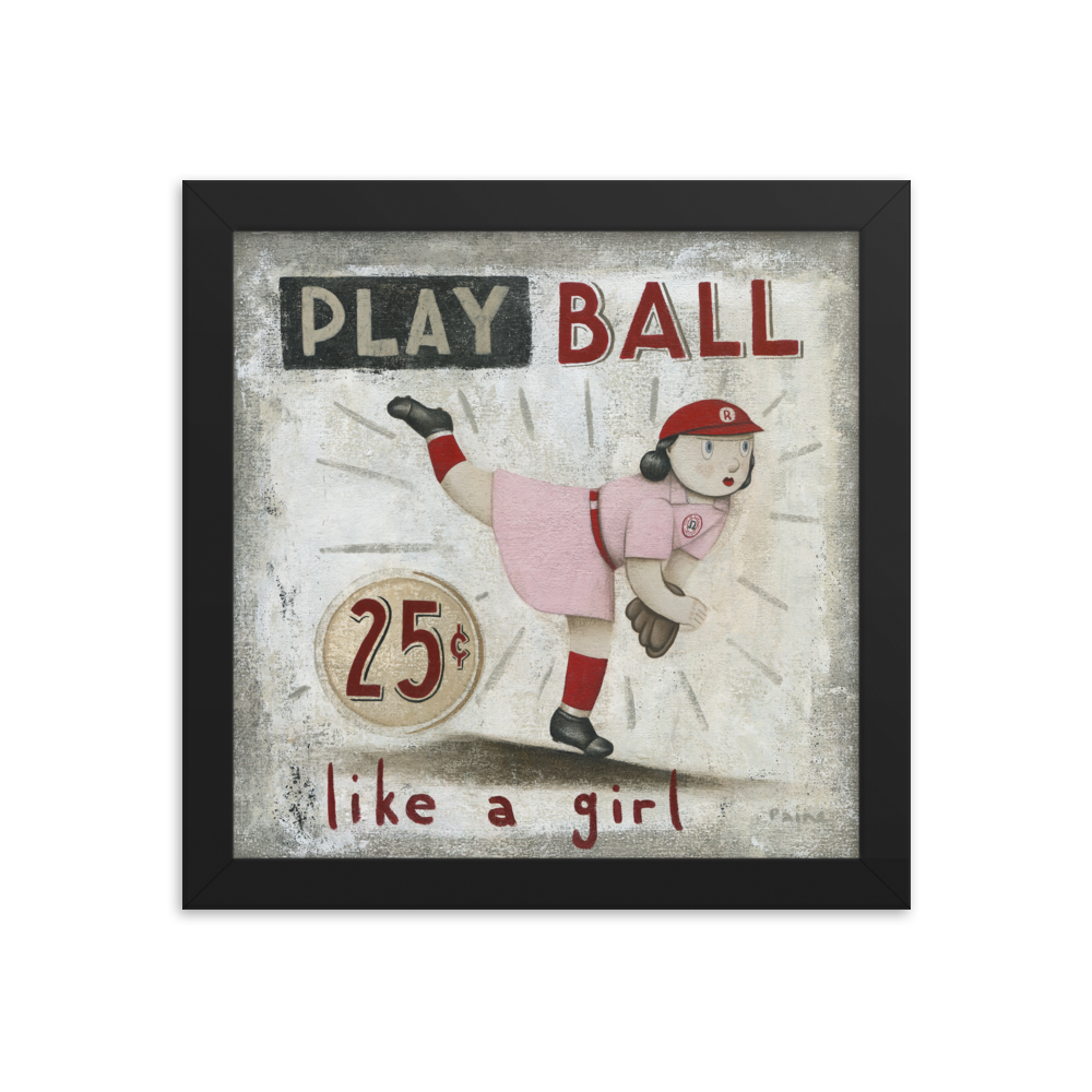 AAGPBL - Play Ball Like a Girl - Giclée-Print Framed | Officially Licensed - AAGPBL