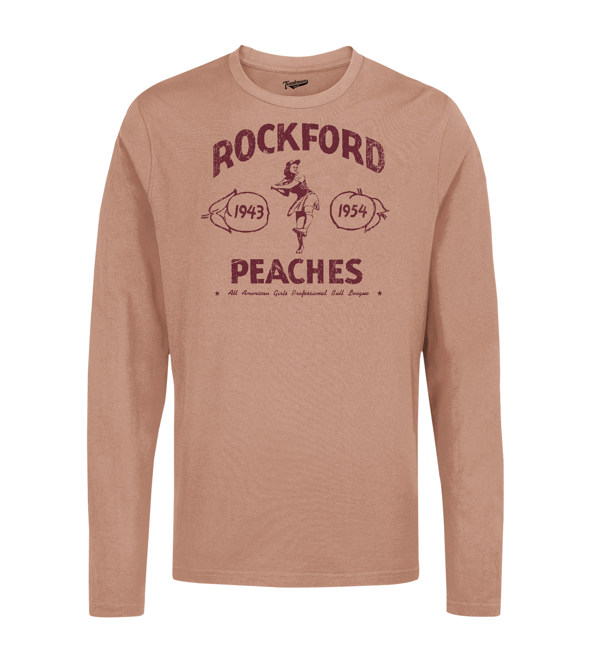 Rockford Peaches Program - Unisex Long Sleeve Crew T-Shirt | Officially Licensed - AAGPBL