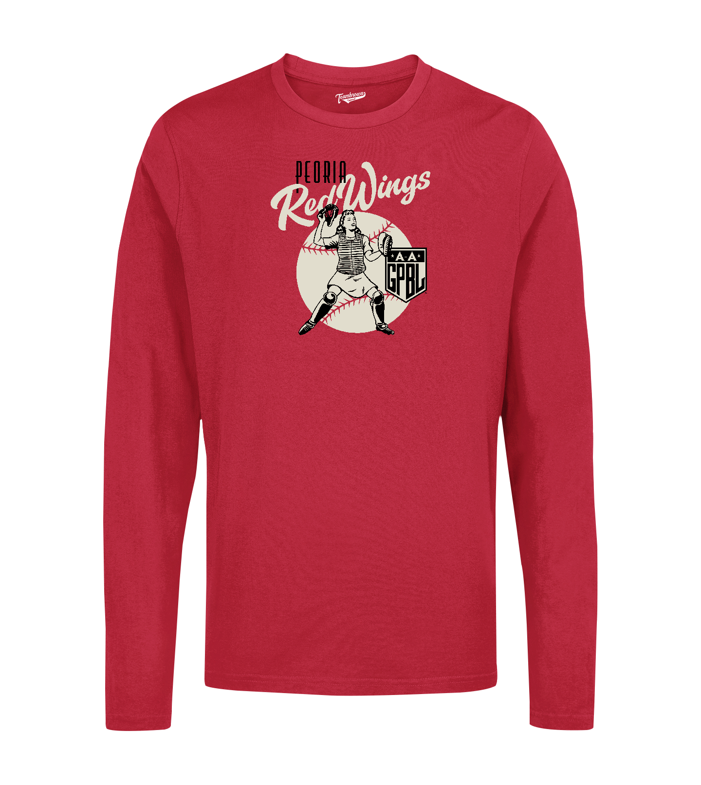 Diamond - Peoria Redwings - Unisex Long Sleeve Crew T-Shirt | Officially Licensed - AAGPBL