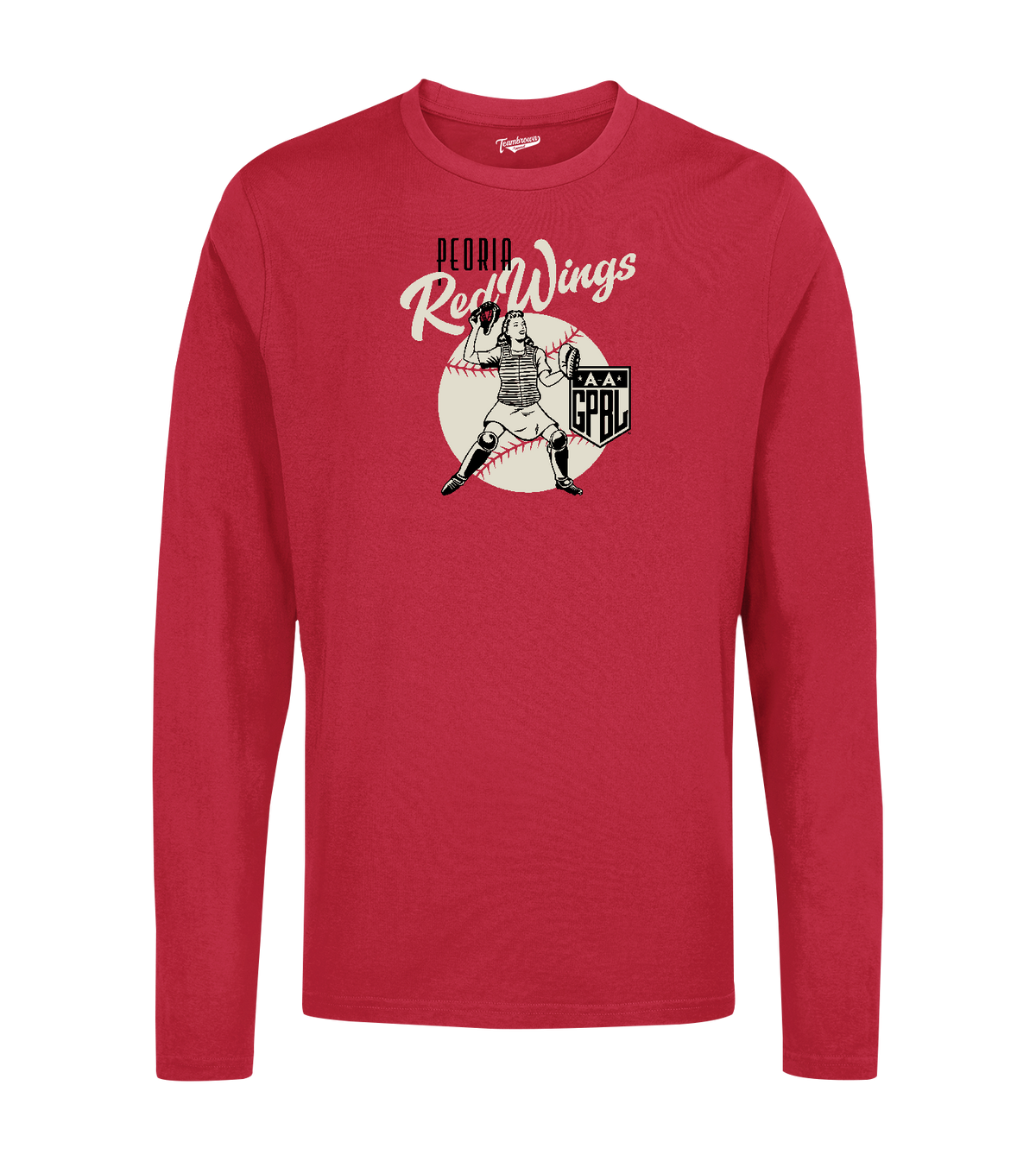 Diamond - Peoria Redwings - Unisex Long Sleeve Crew T-Shirt | Officially Licensed - AAGPBL
