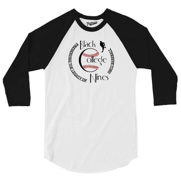 Black College Nines 3/4 Baseball Shirt | Unisex | Teambrown Apparel